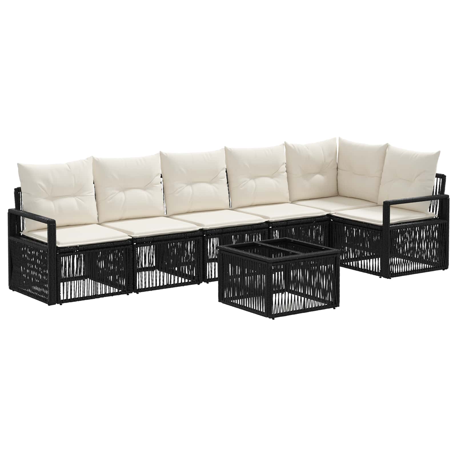 Ensemble de canapé de jardin 7 pcs Noir polyrotin - XIOS