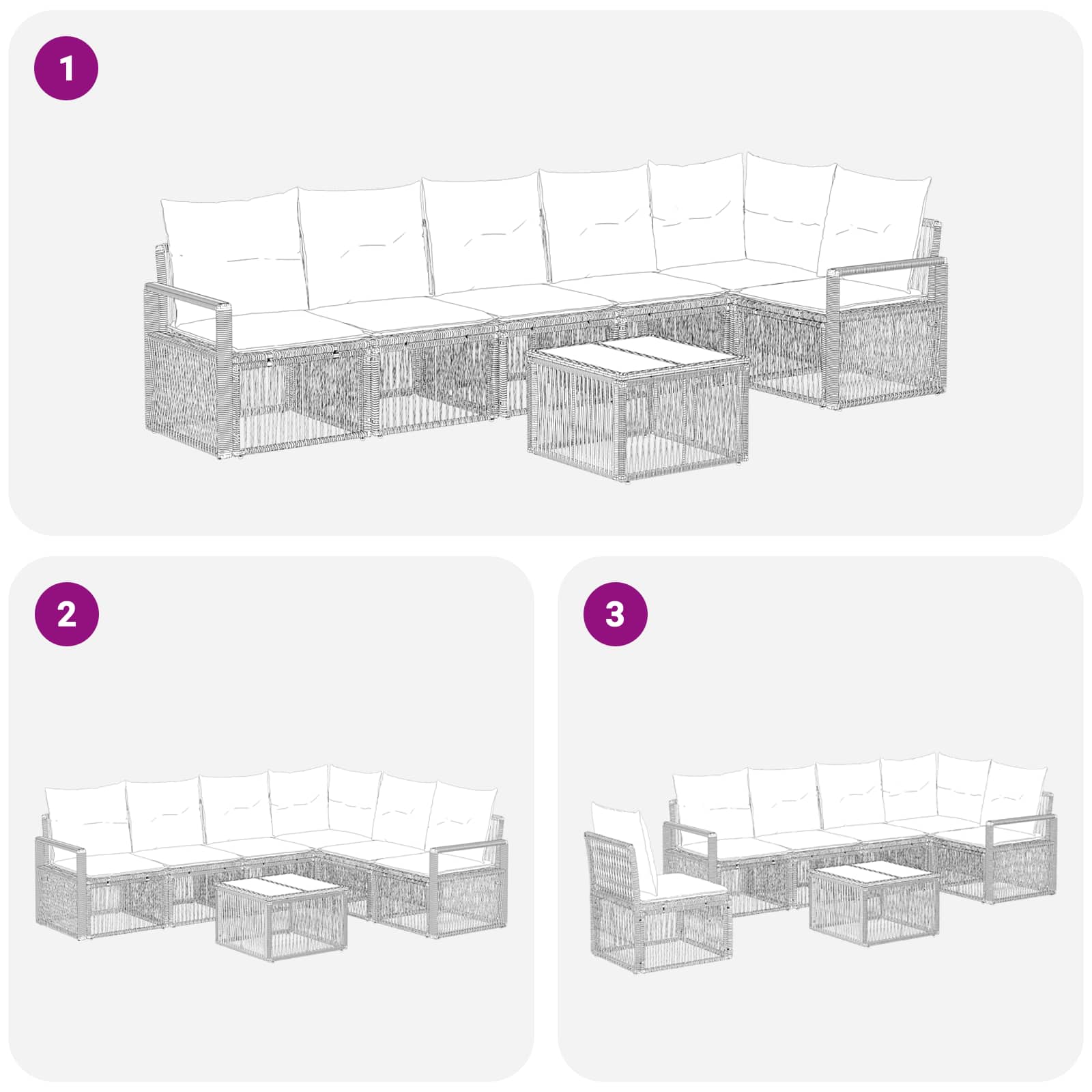 Ensemble de canapé de jardin 7 pcs Gris polyrotin - XIOS