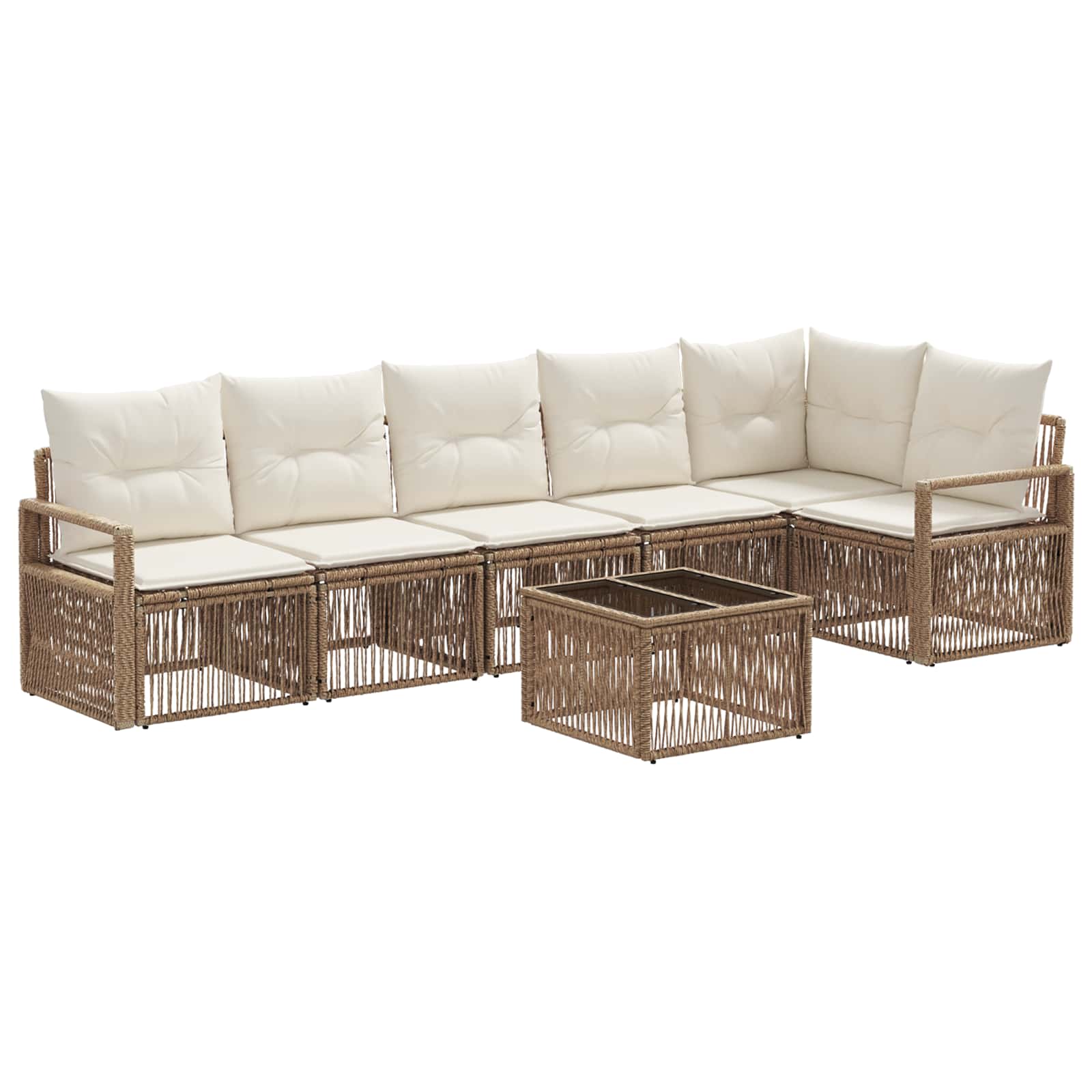Ensemble de canapé de jardin 7 pcs Beige polyrotin - XIOS
