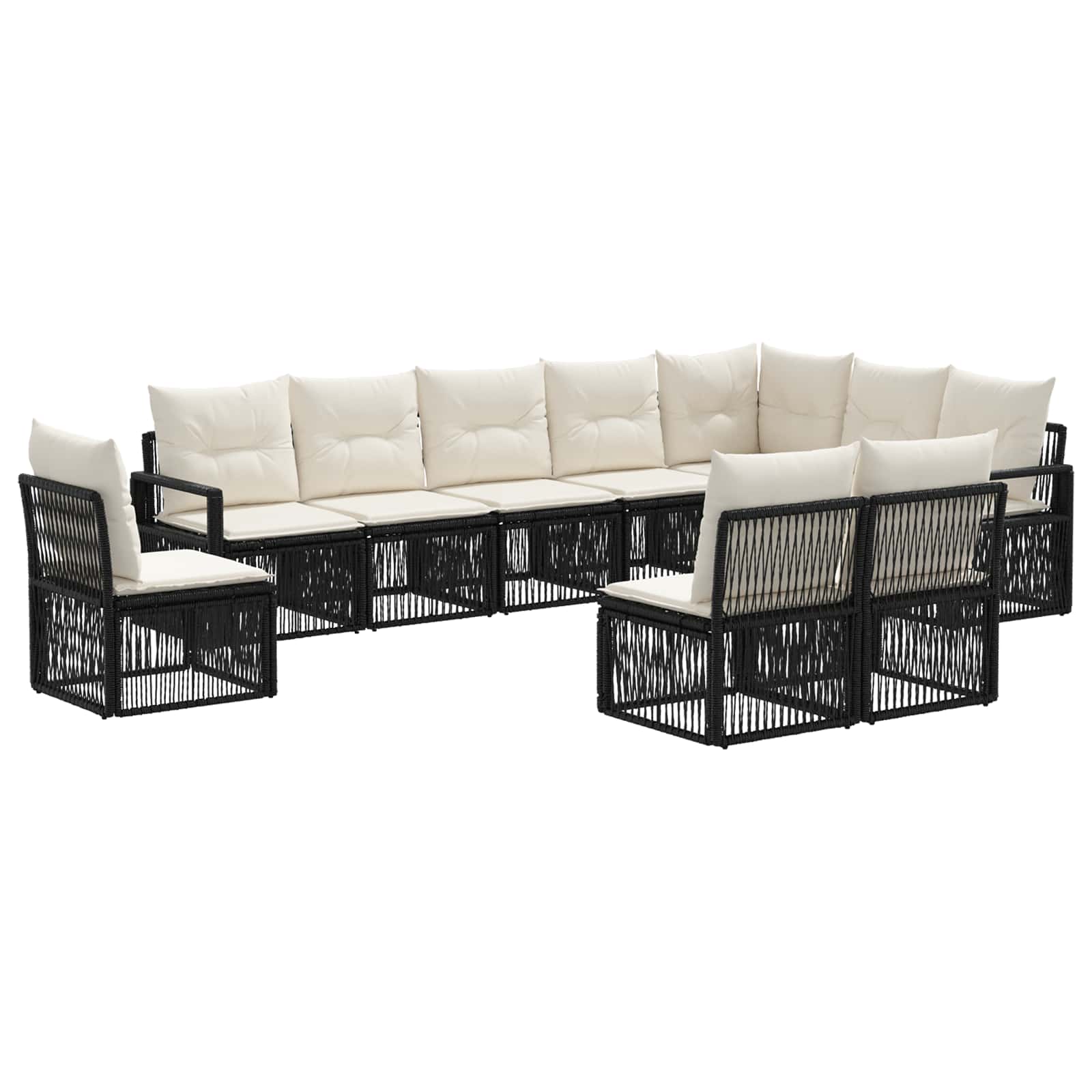 Ensemble de canapé de jardin 10 pcs Noir polyrotin - XIOS