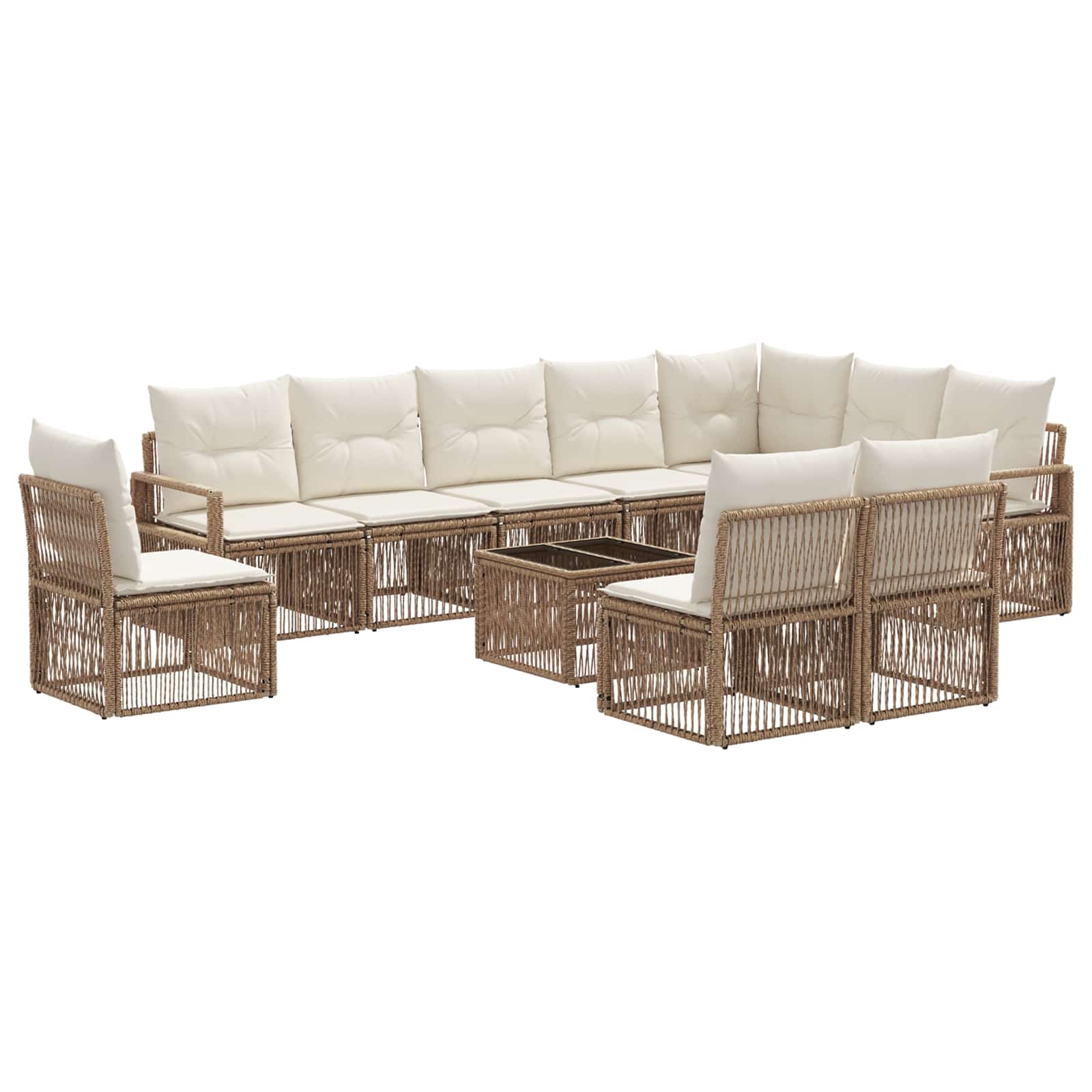 Ensemble de canapé de jardin 11 pcs Beige polyrotin - XIOS