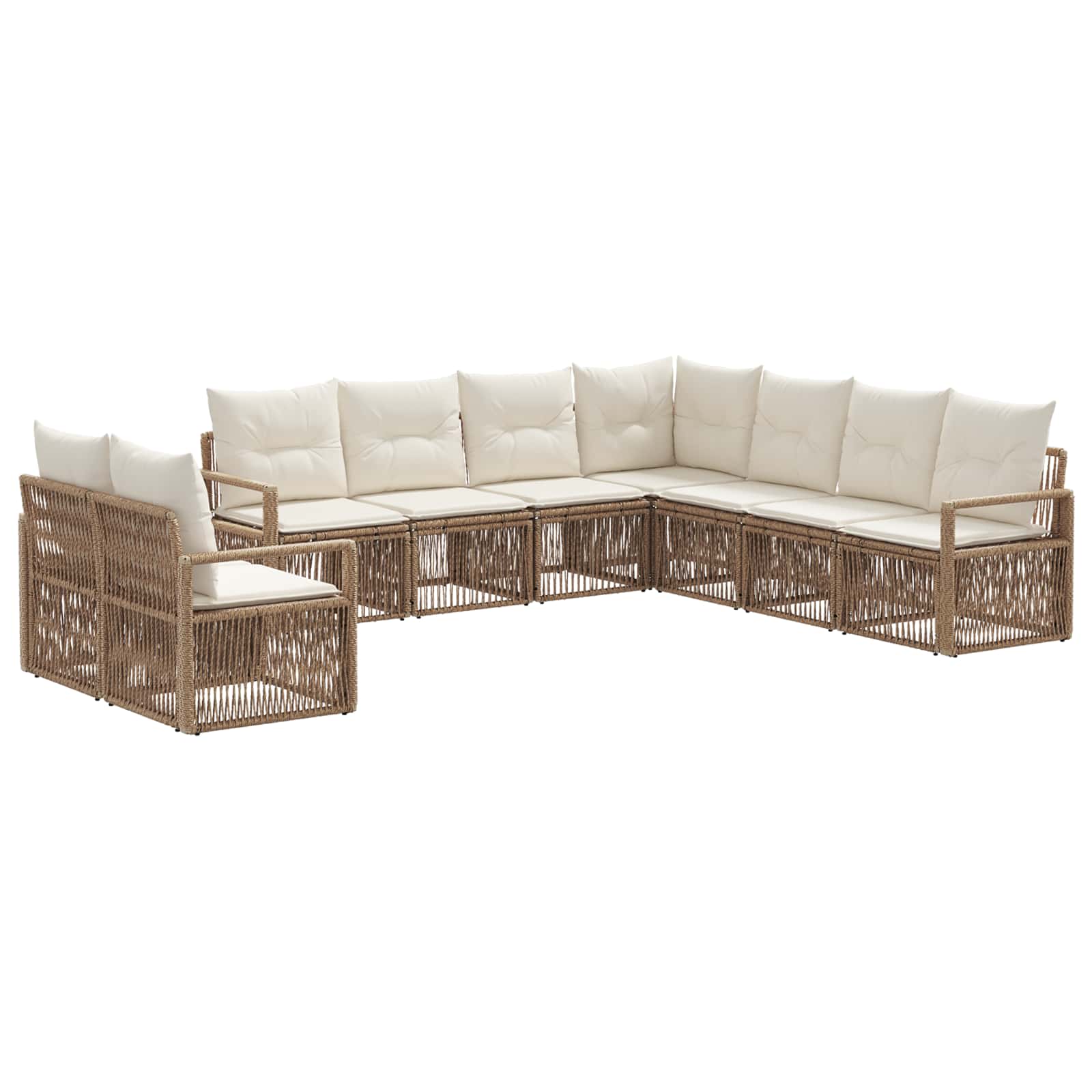 Ensemble de canapé de jardin 9 pcs Beige polyrotin - XIOS