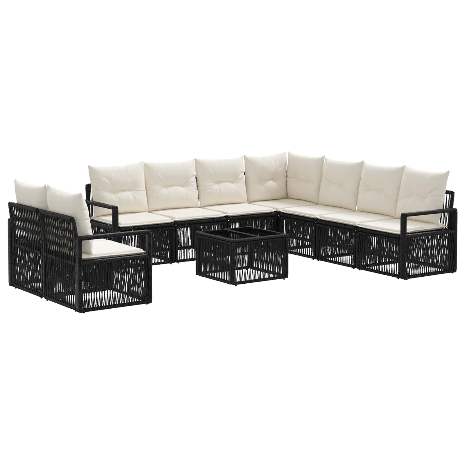 Ensemble de canapé de jardin 10 pcs Noir polyrotin - XIOS