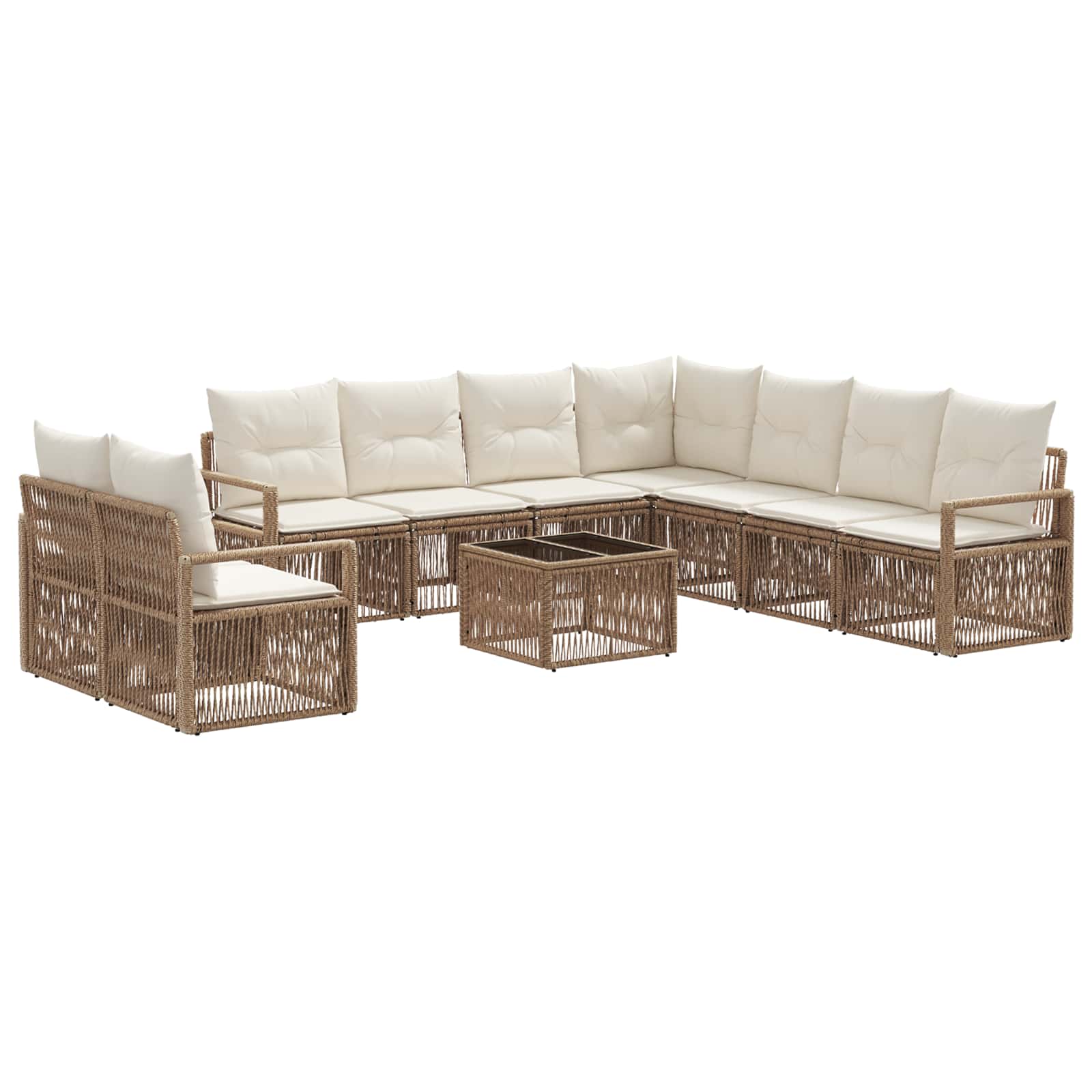 Ensemble de canapé de jardin 10 pcs Beige polyrotin - XIOS