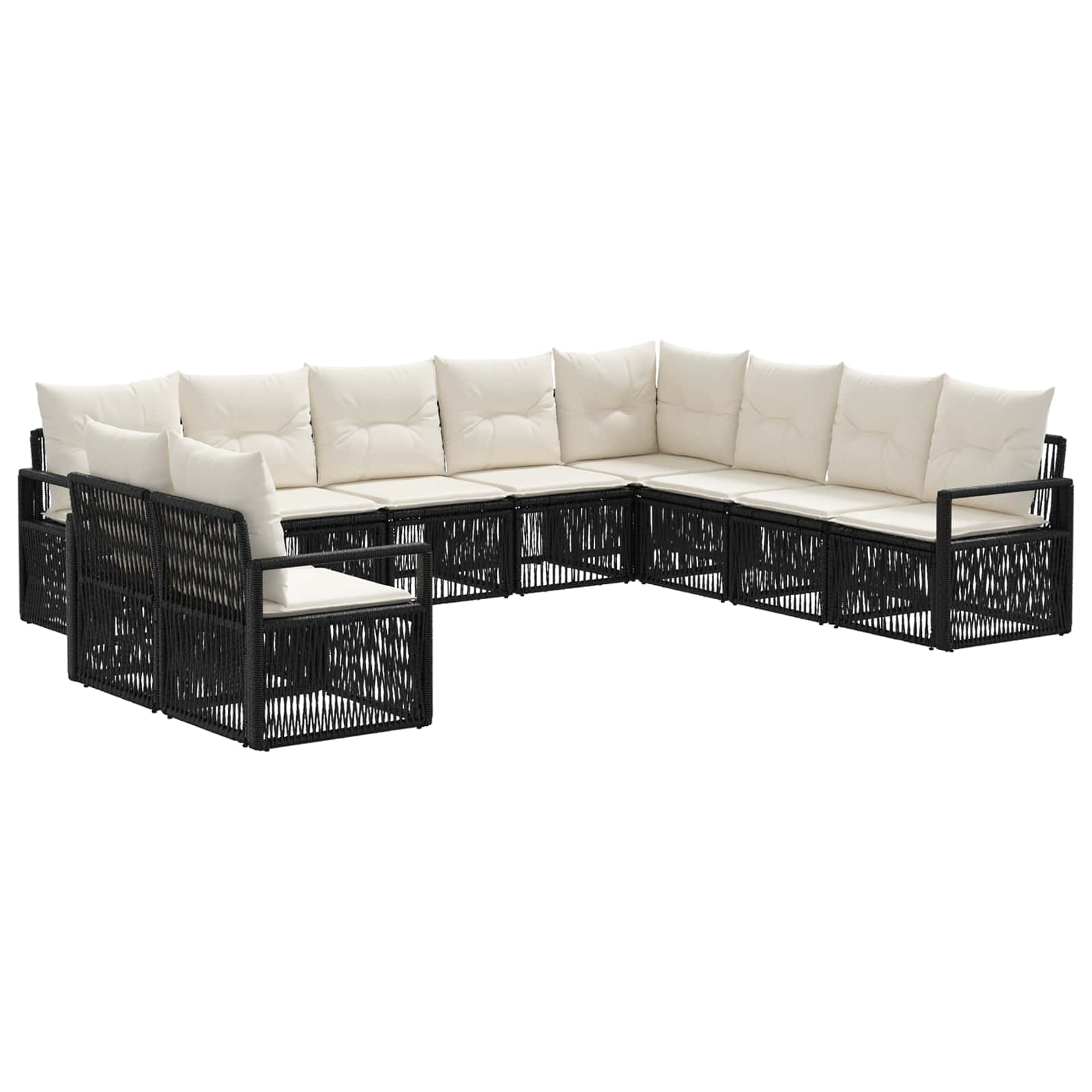 Ensemble de canapé de jardin 10 pcs Noir polyrotin - XIOS