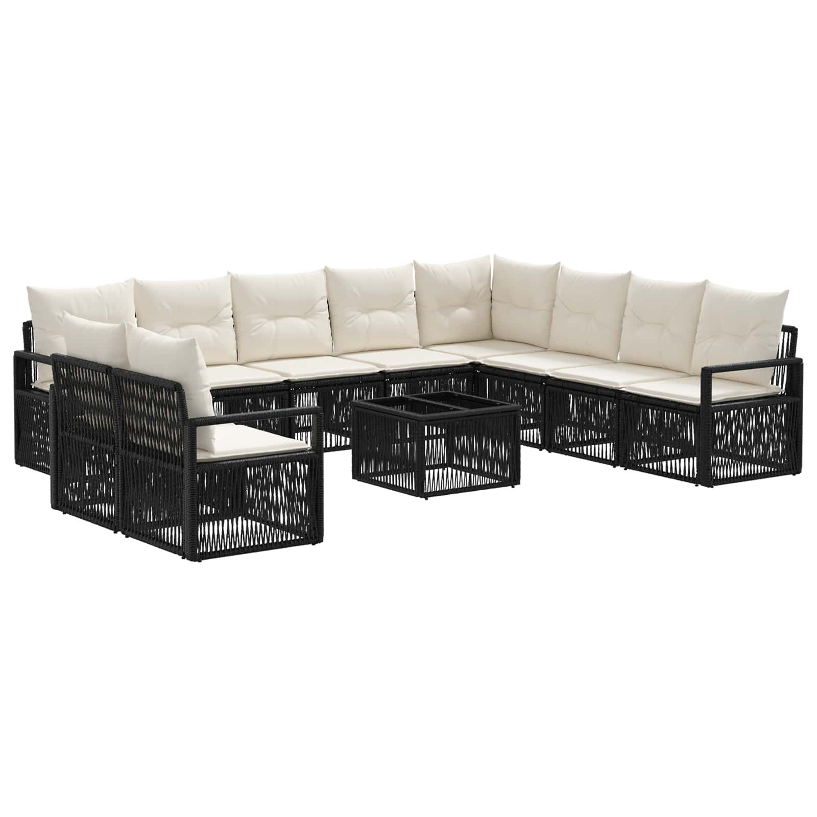 Ensemble de canapé de jardin 11 pcs Noir polyrotin - XIOS