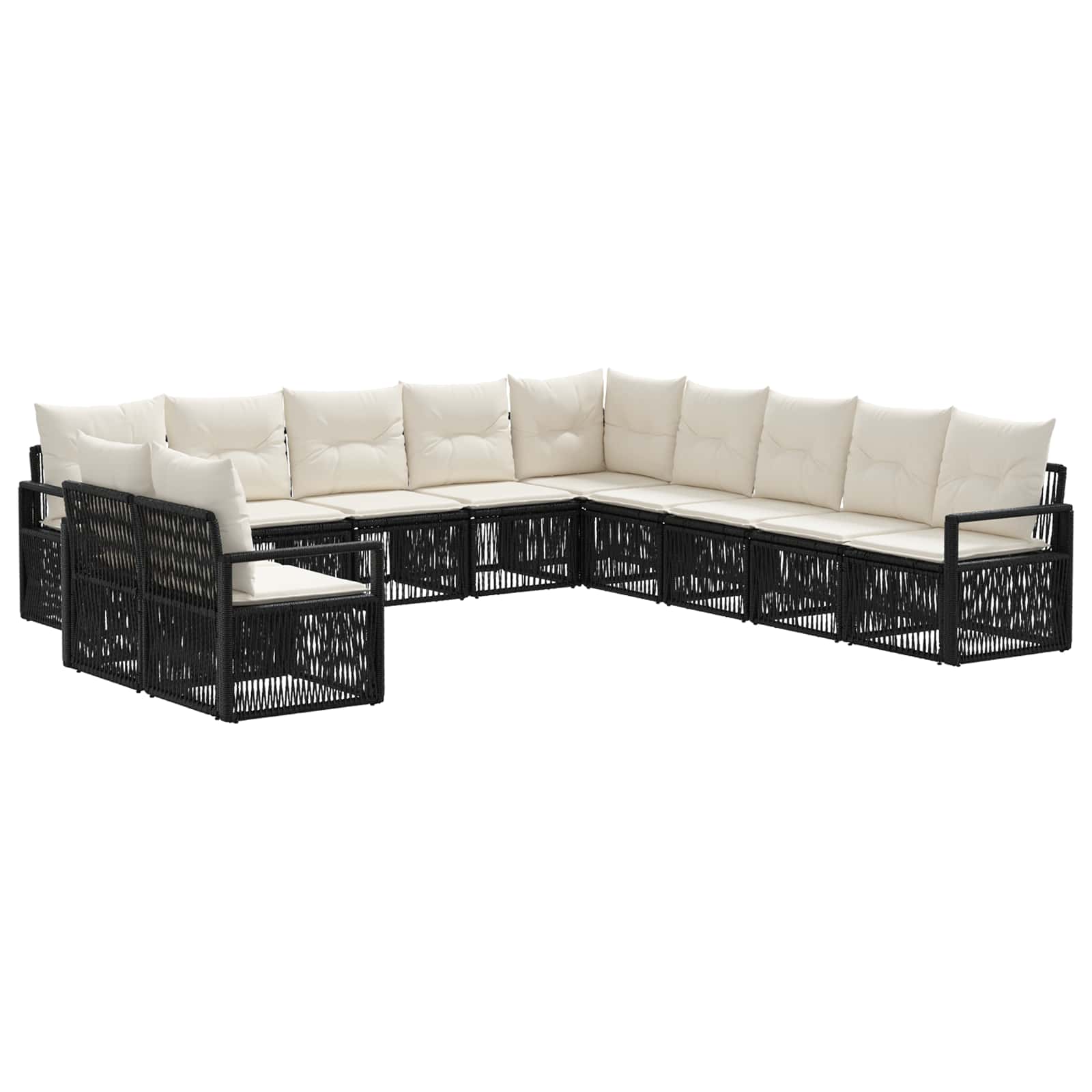Ensemble de canapé de jardin 11 pcs Noir polyrotin - XIOS