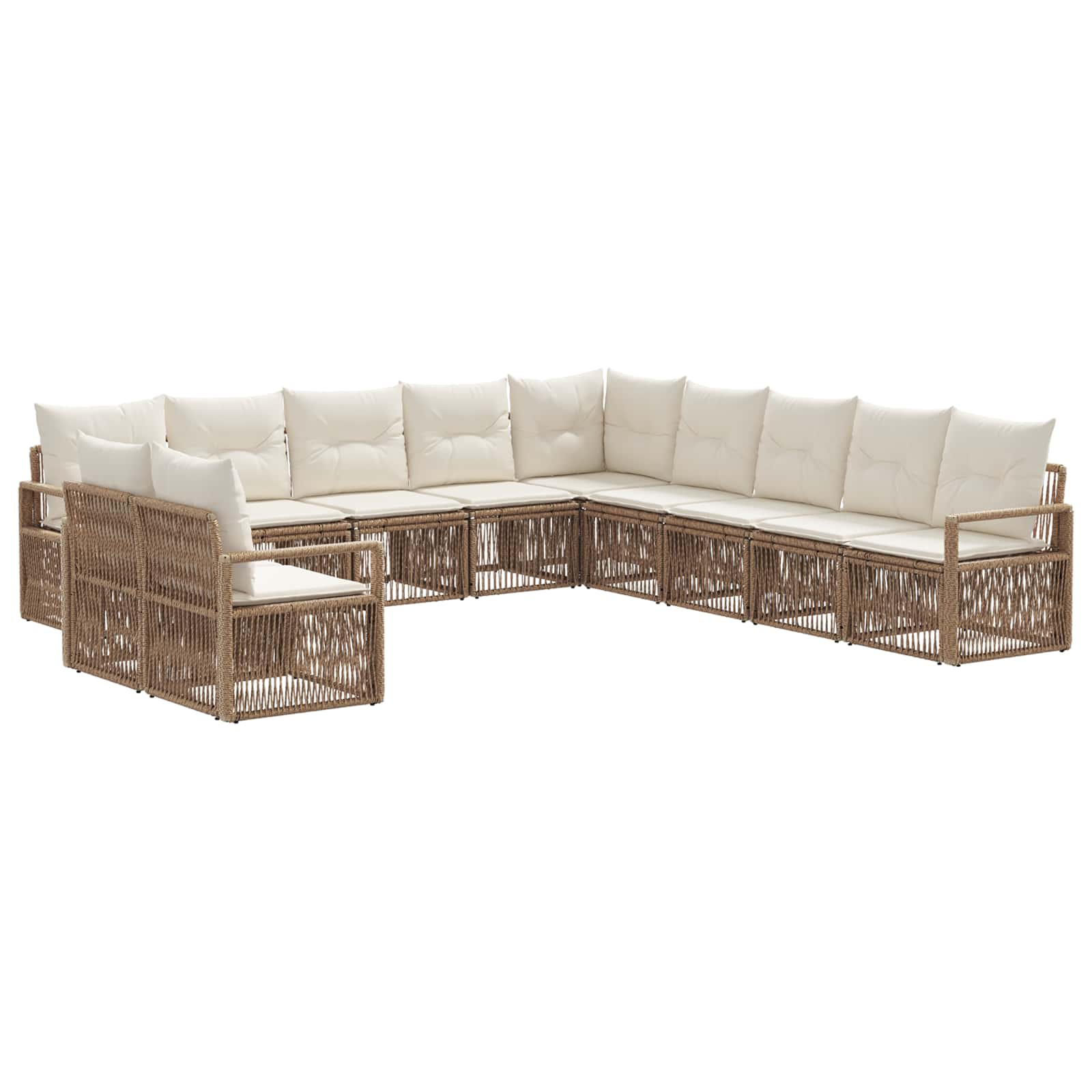 Ensemble de canapé de jardin 11 pcs Beige polyrotin - XIOS
