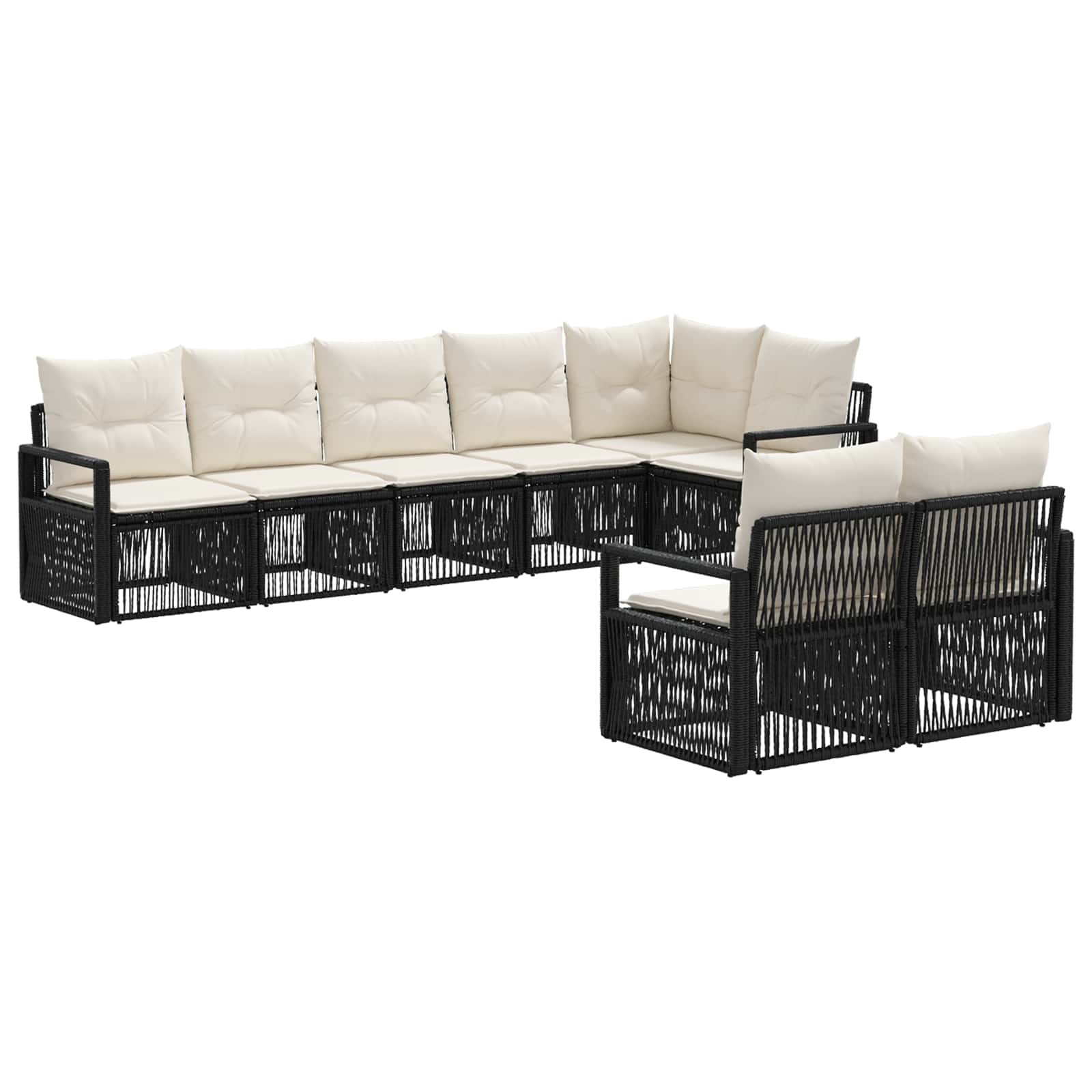 Ensemble de canapé de jardin 8 pcs Noir polyrotin - XIOS