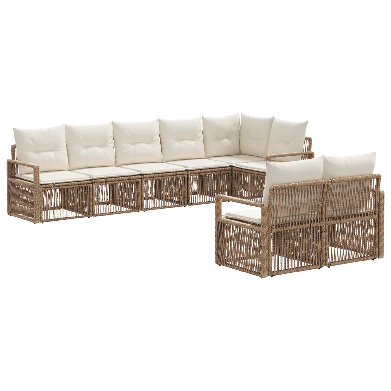 Ensemble de canapé de jardin 8 pcs Beige polyrotin - XIOS