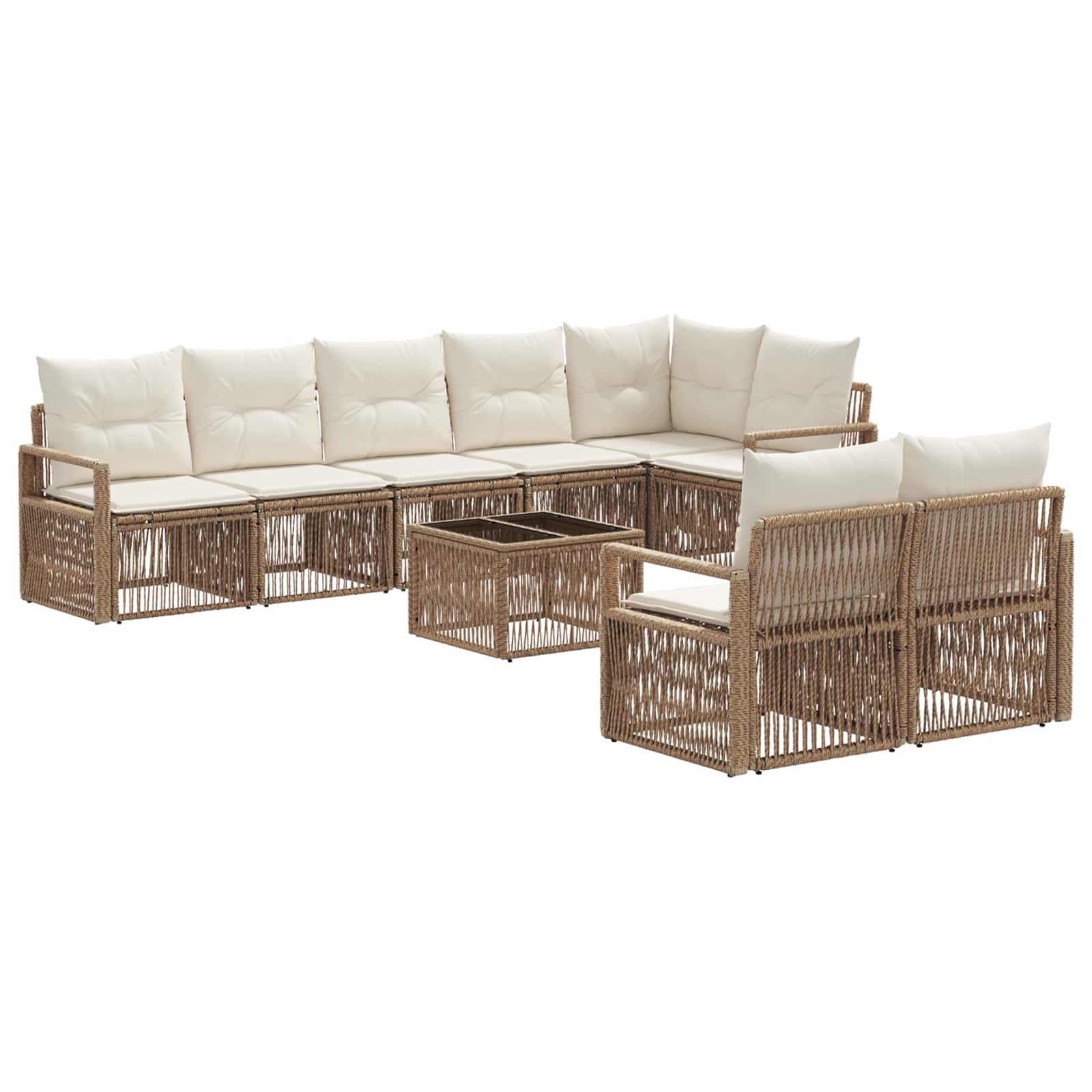 Ensemble de canapé de jardin 9 pcs Beige polyrotin - XIOS