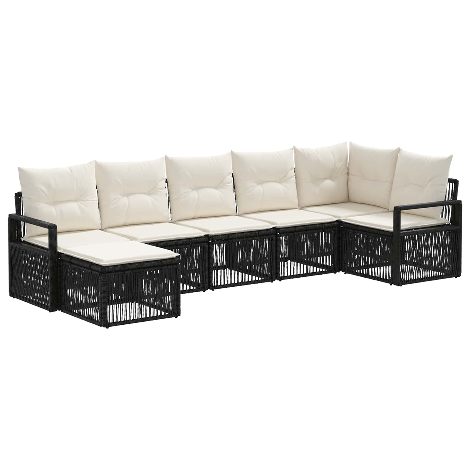 Ensemble de canapé de jardin 7 pcs Noir polyrotin - XIOS