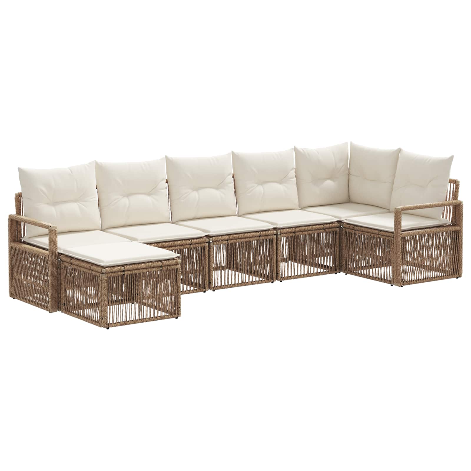 Ensemble de canapé de jardin 7 pcs Beige polyrotin - XIOS