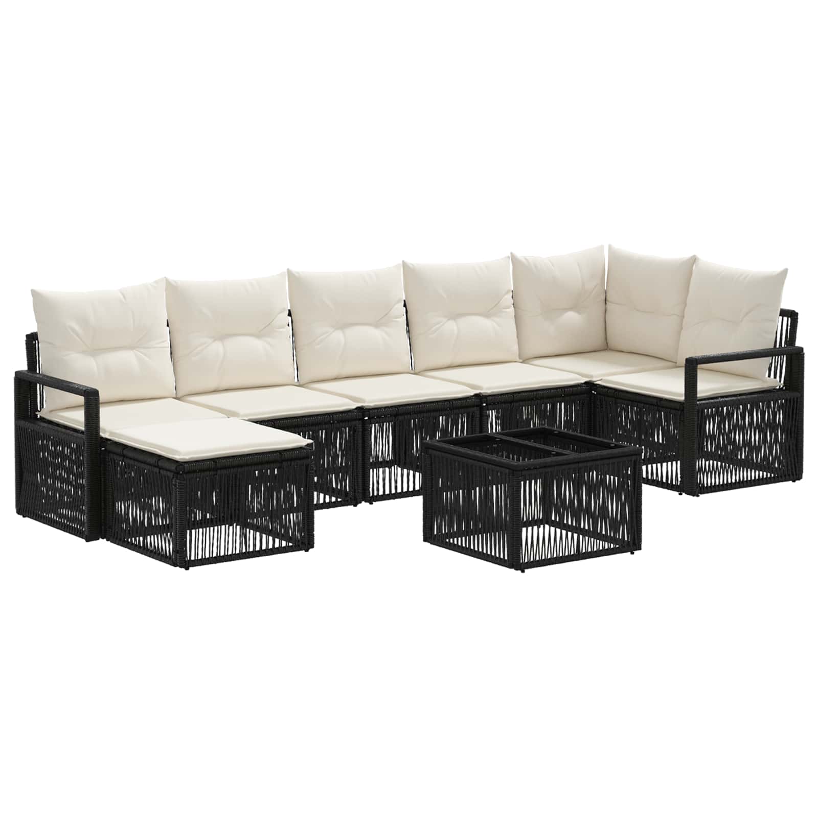Ensemble de canapé de jardin 8 pcs Noir polyrotin - XIOS