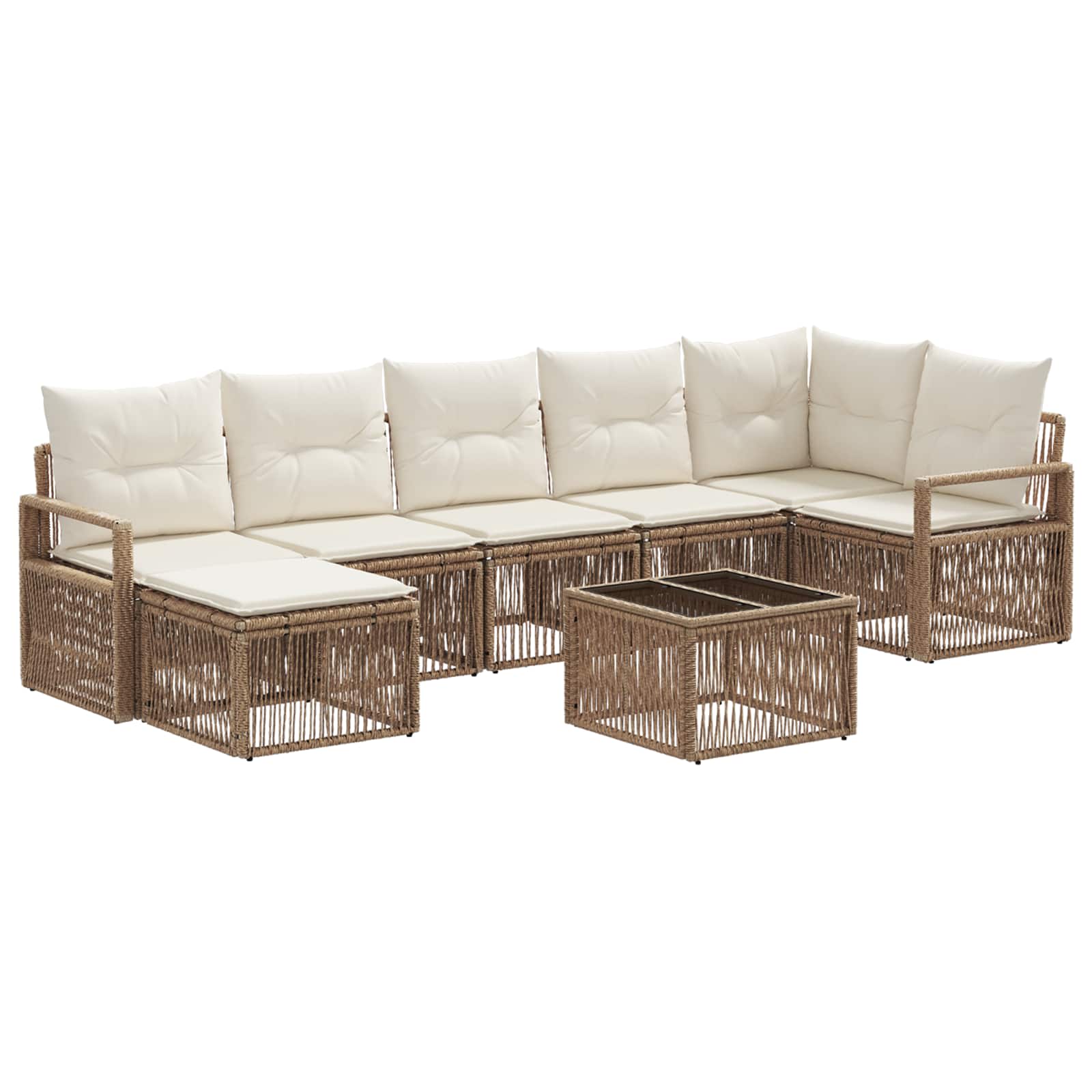 Ensemble de canapé de jardin 8 pcs Beige polyrotin - XIOS