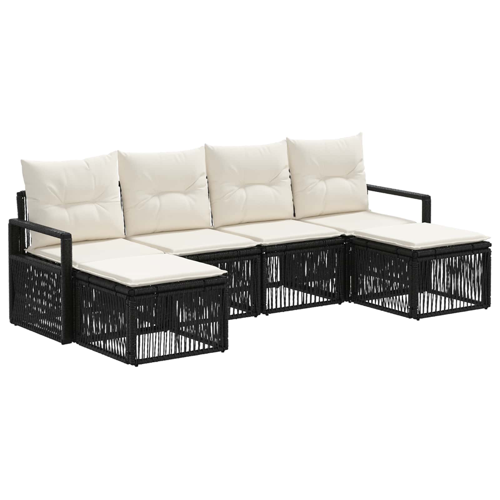 Ensemble de canapé de jardin 6 pcs Noir polyrotin - XIOS