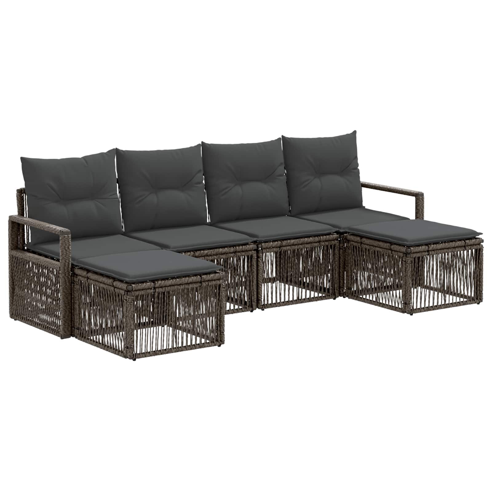 Ensemble de canapé de jardin 6 pcs Gris polyrotin - XIOS