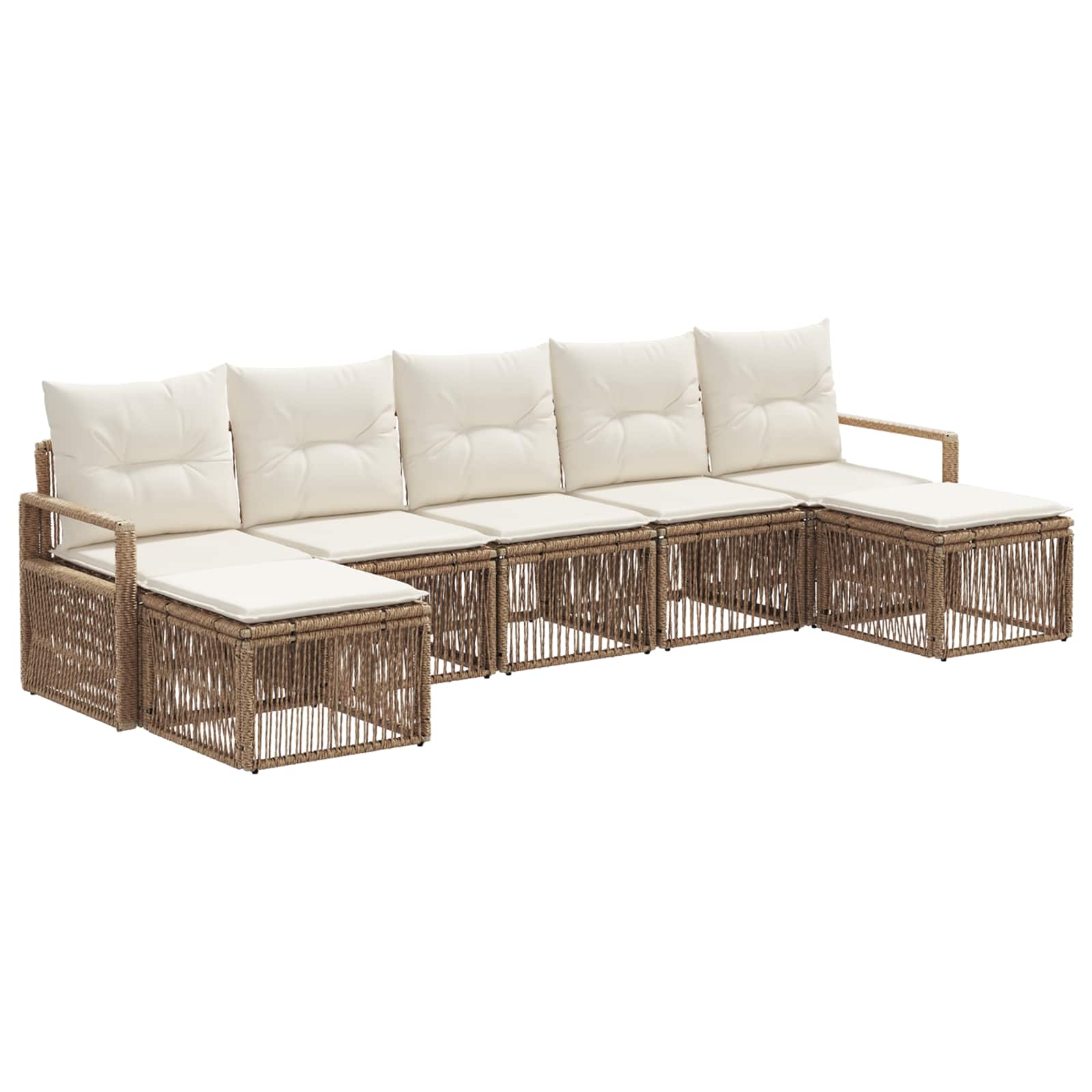 Ensemble de canapé de jardin 7 pcs Beige polyrotin - XIOS
