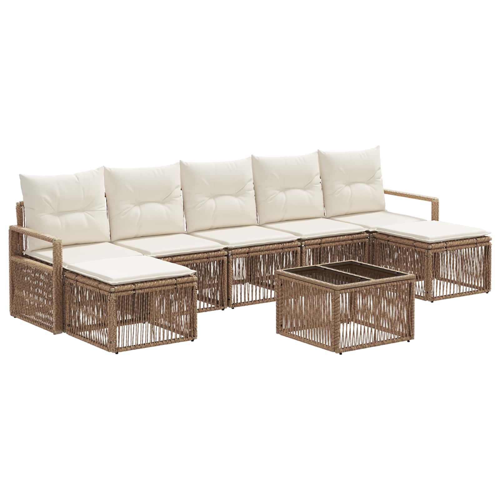Ensemble de canapé de jardin 8 pcs Beige polyrotin - XIOS