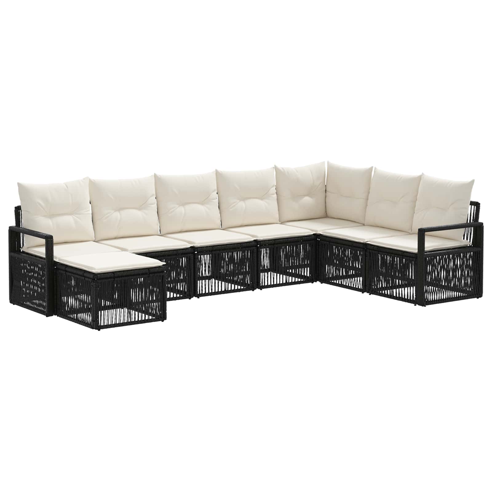Ensemble de canapé de jardin 8 pcs Noir polyrotin - XIOS