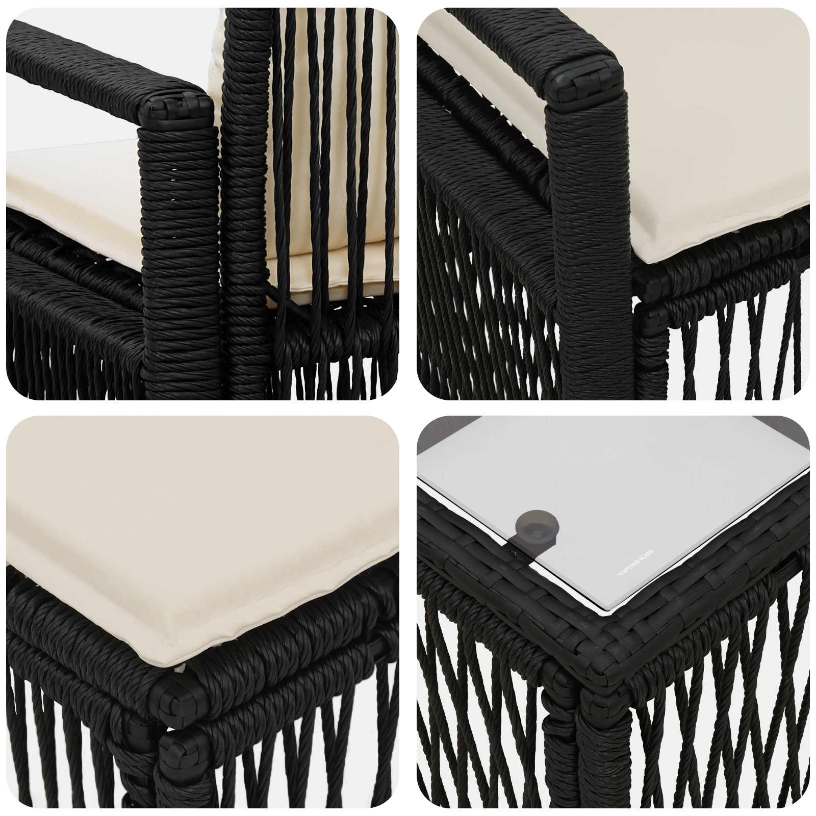 Ensemble de canapé de jardin 9 pcs Noir polyrotin - XIOS