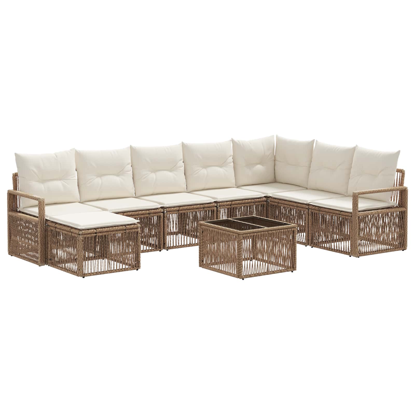 Ensemble de canapé de jardin 9 pcs Beige polyrotin - XIOS