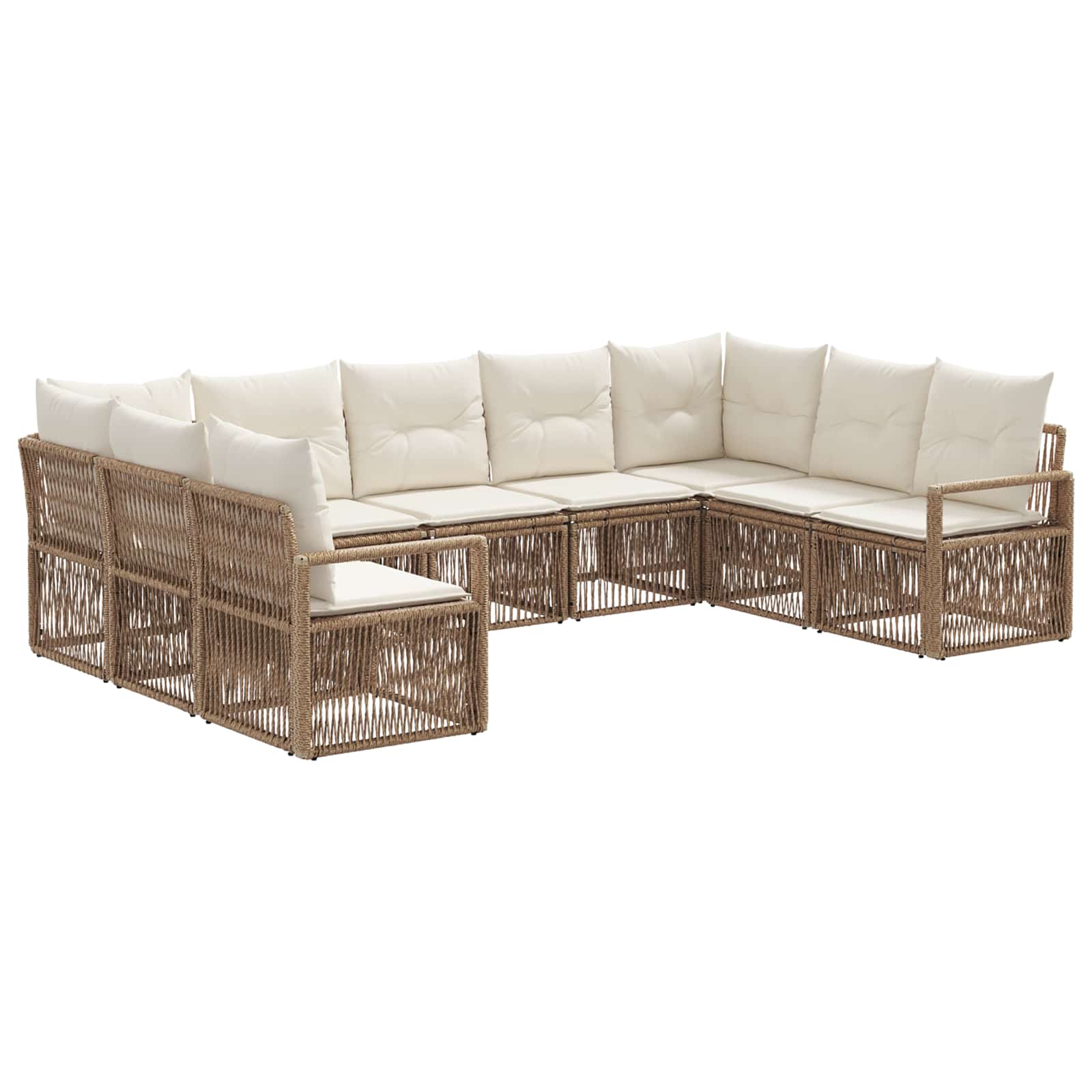 Ensemble de canapé de jardin 9 pcs Beige polyrotin - XIOS