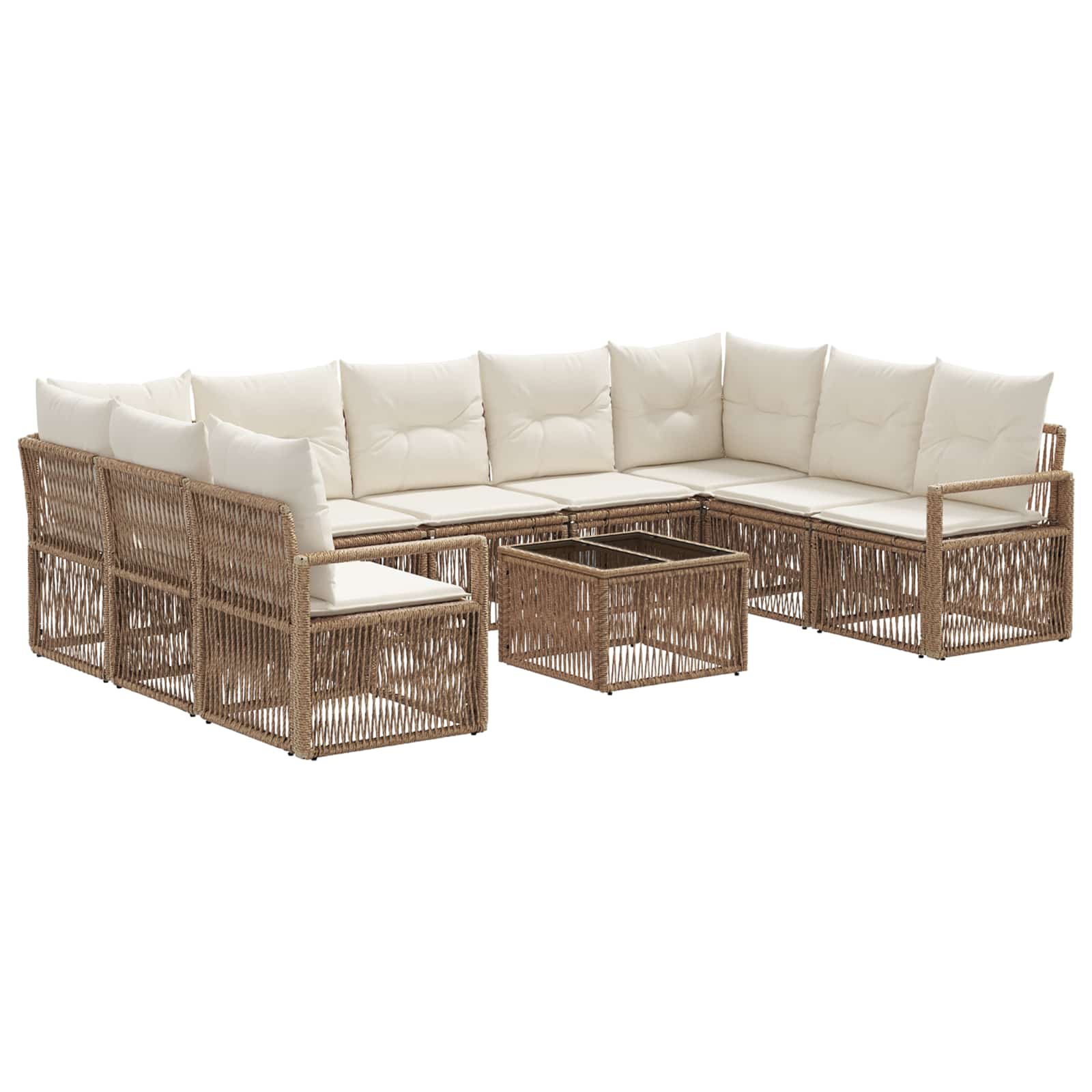 Ensemble de canapé de jardin 10 pcs Beige polyrotin - XIOS