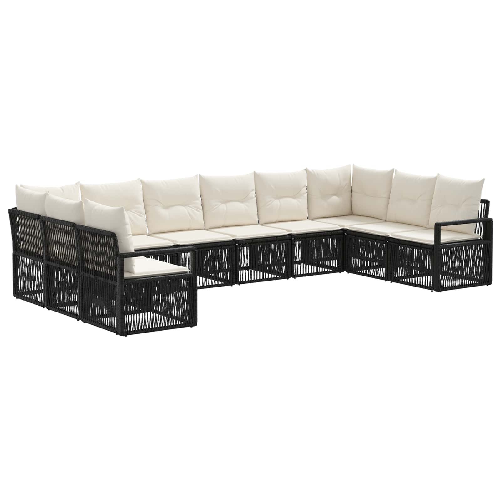 Ensemble de canapé de jardin 10 pcs Noir polyrotin - XIOS