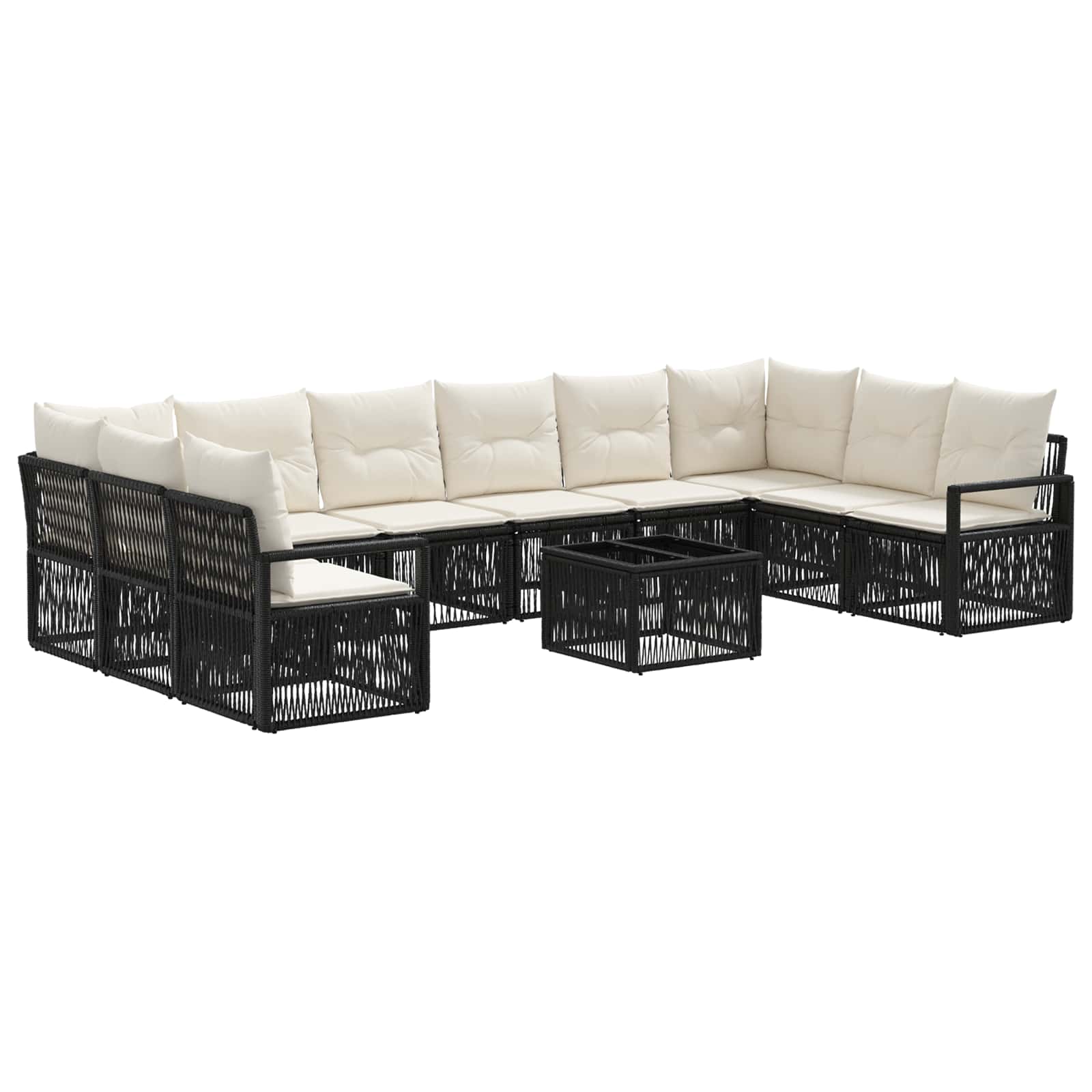 Ensemble de canapé de jardin 11 pcs Noir polyrotin - XIOS