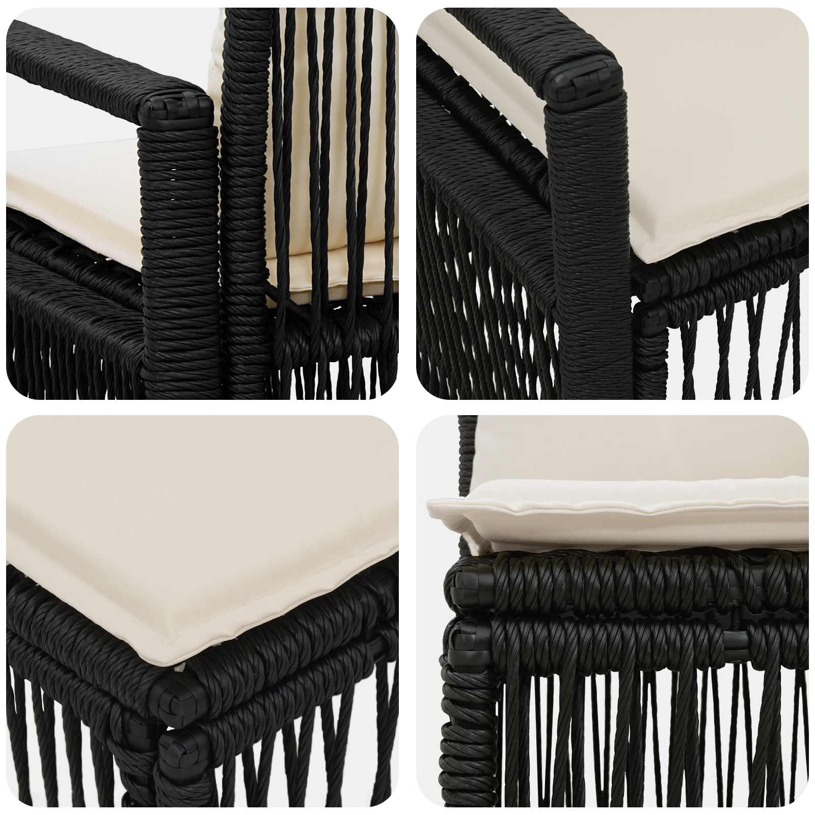 Ensemble de canapé de jardin 9 pcs Noir polyrotin - XIOS