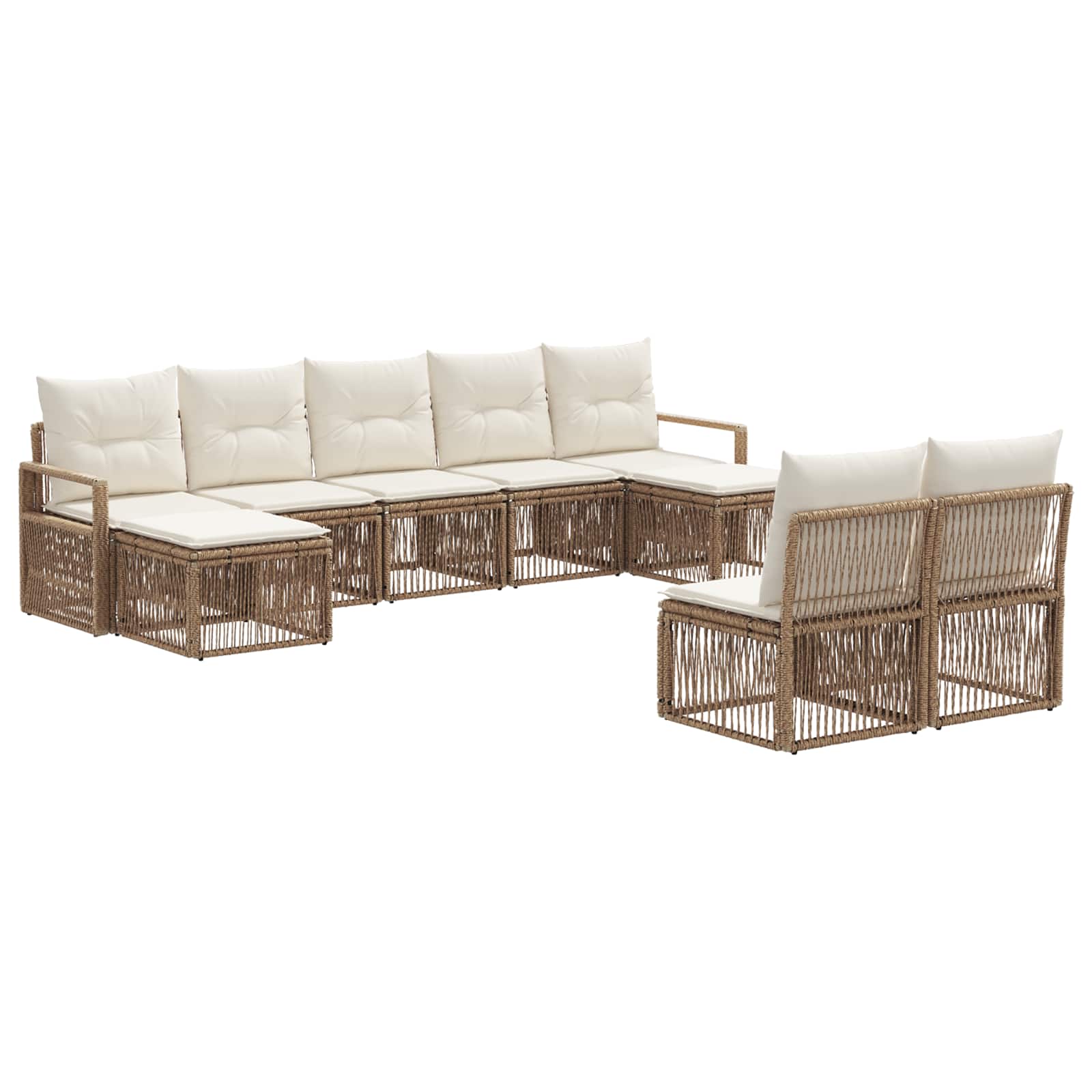 Ensemble de canapé de jardin 9 pcs Beige polyrotin - XIOS