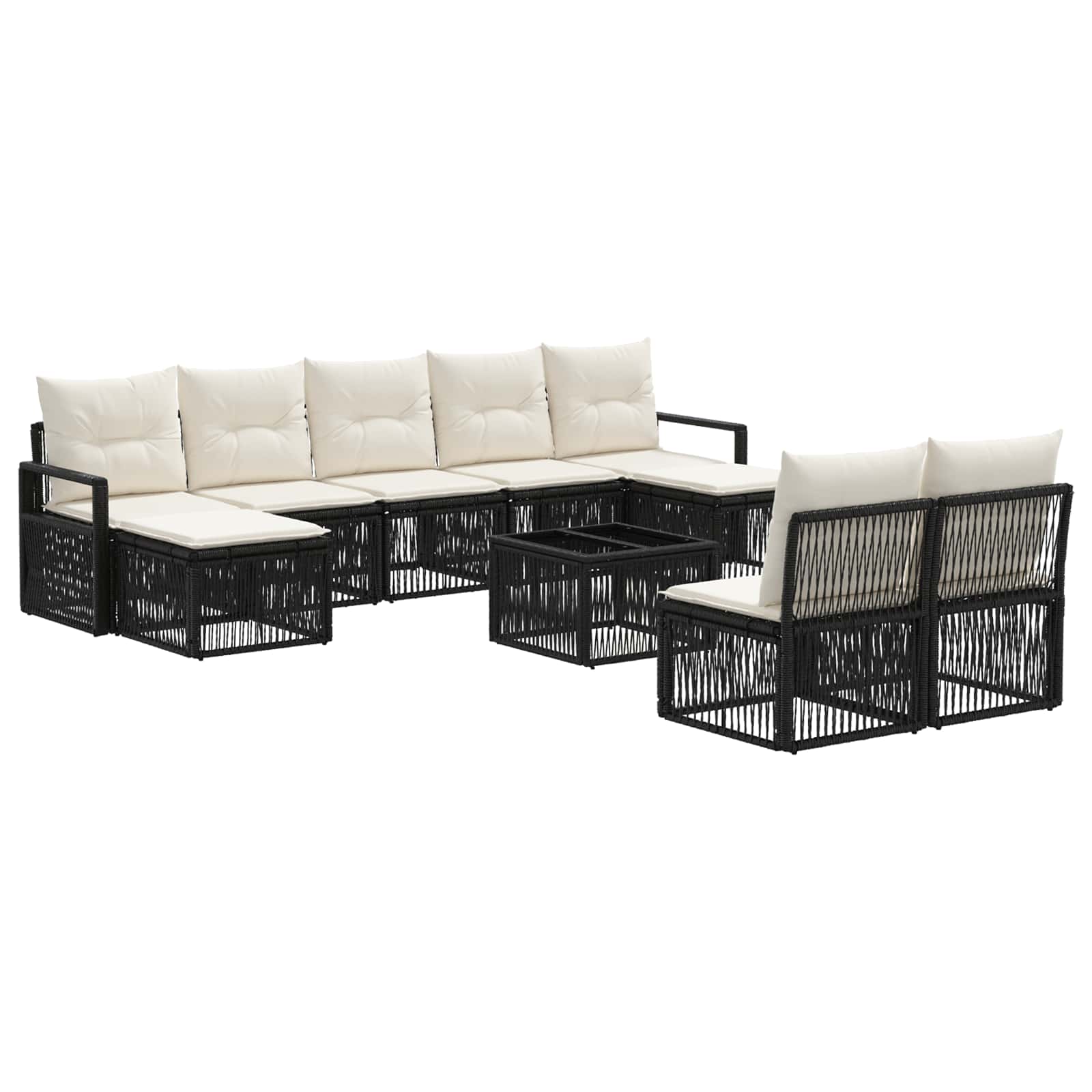 Ensemble de canapé de jardin 10 pcs Noir polyrotin - XIOS