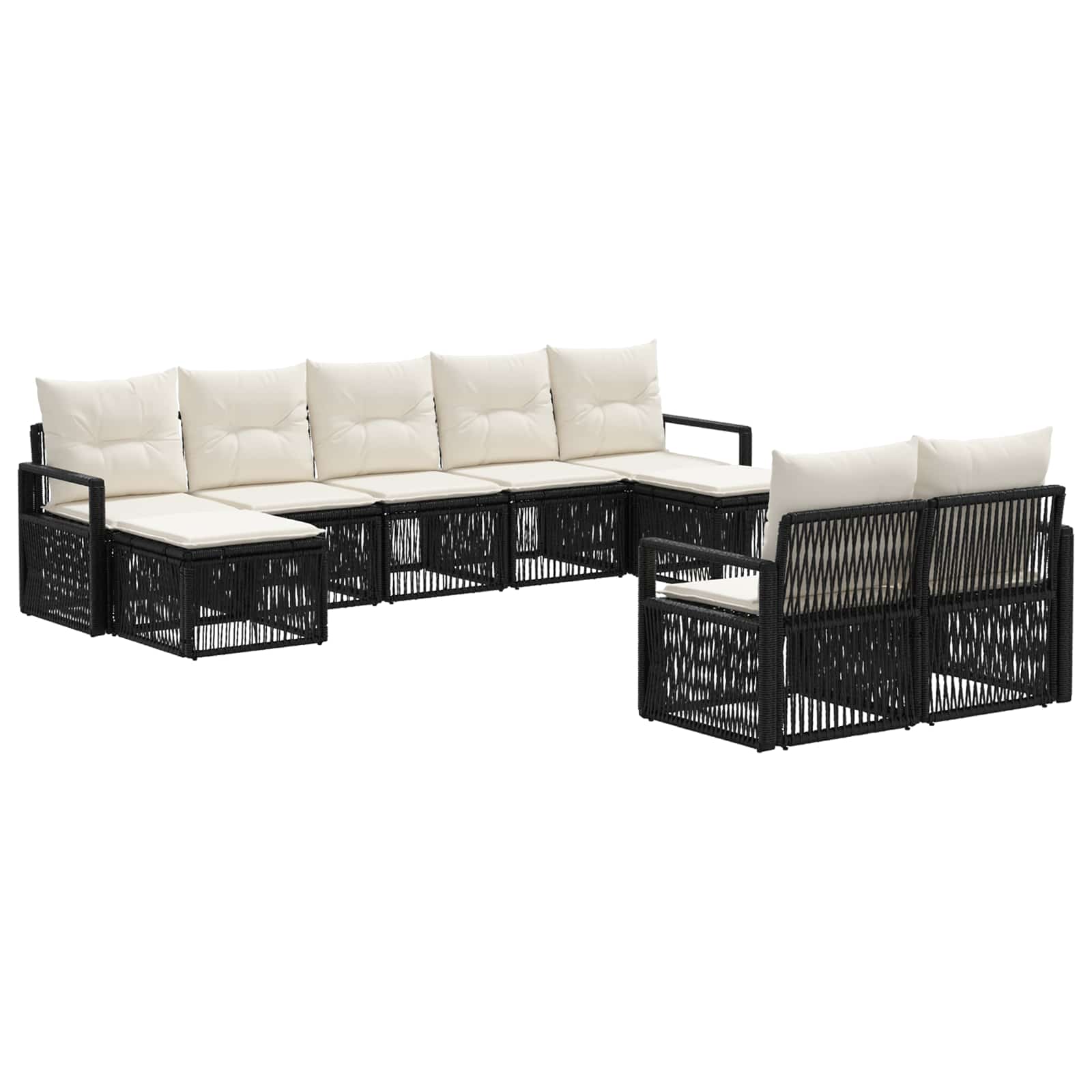 Ensemble de canapé de jardin 9 pcs Noir polyrotin - XIOS
