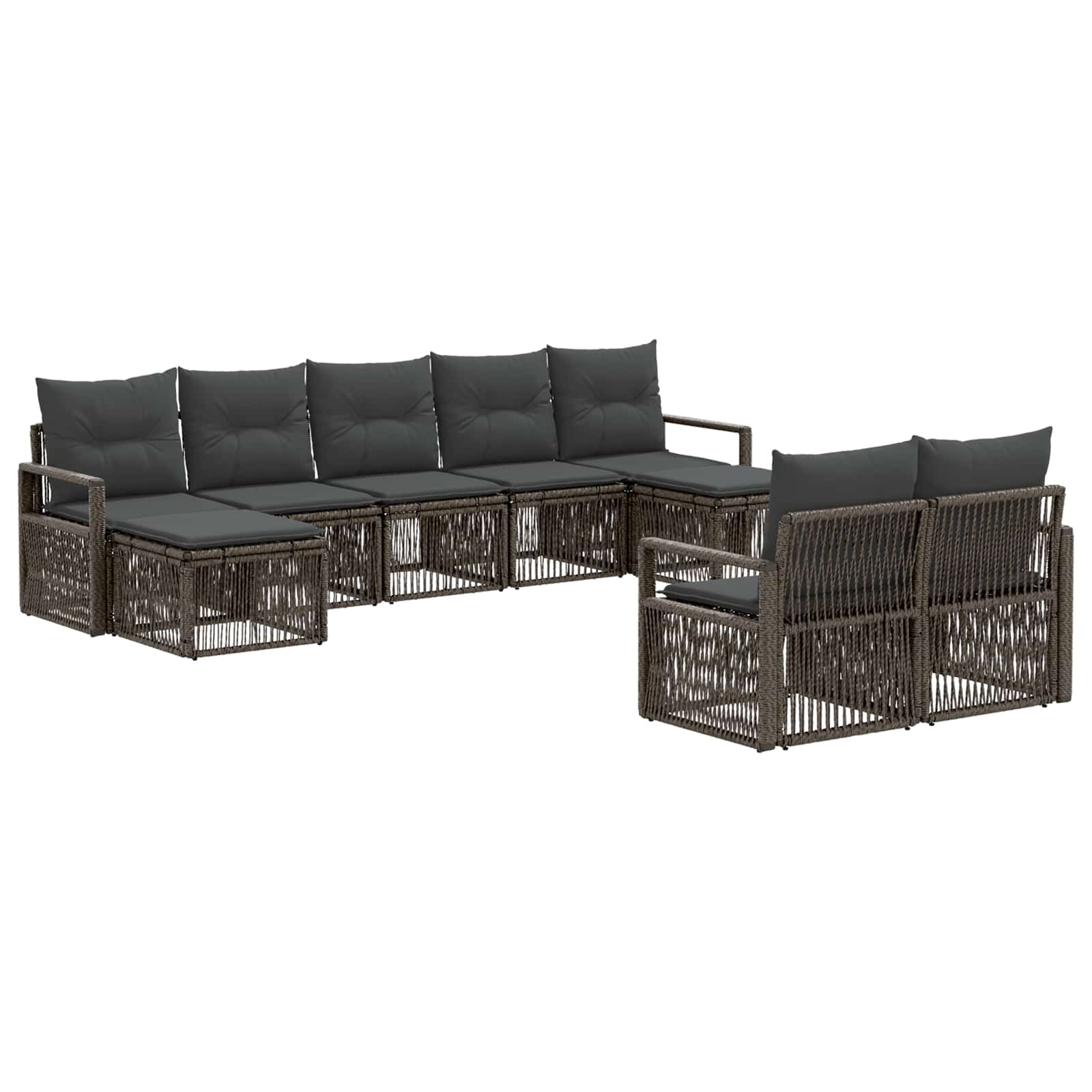 Ensemble de canapé de jardin 9 pcs Gris polyrotin - XIOS