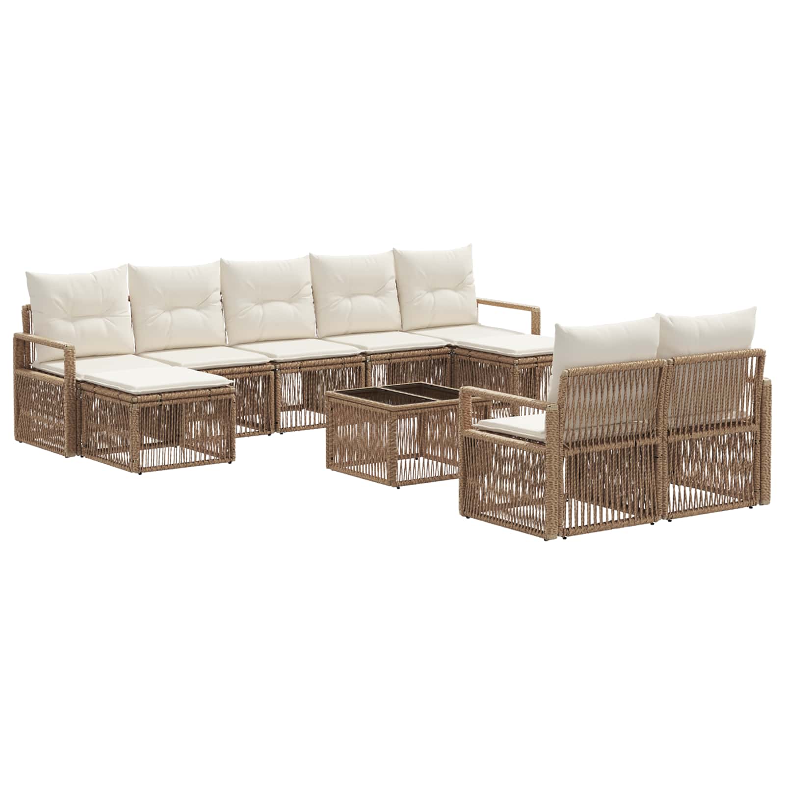 Ensemble de canapé de jardin 10 pcs Beige polyrotin - XIOS