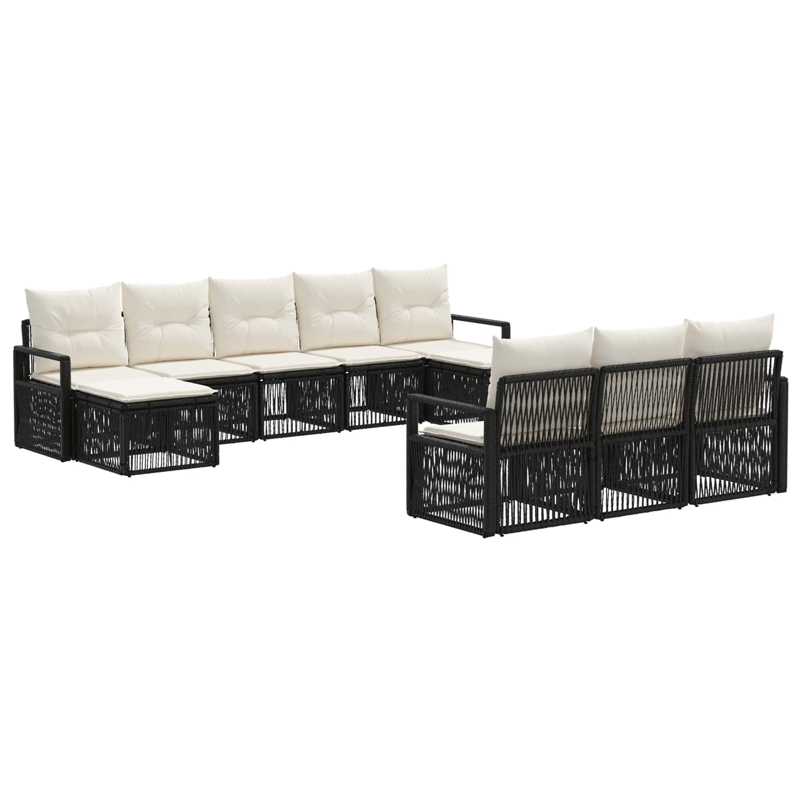 Ensemble de canapé de jardin 10 pcs Noir polyrotin - XIOS