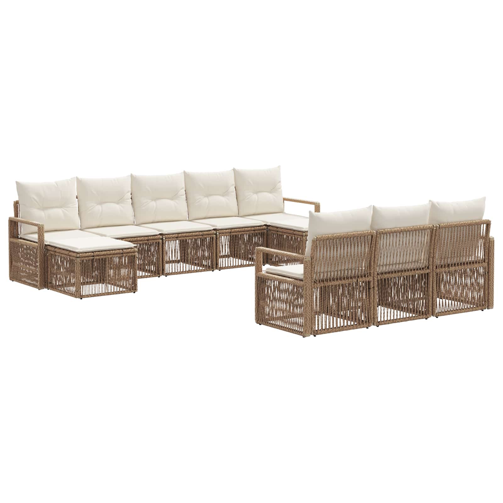 Ensemble de canapé de jardin 10 pcs Beige polyrotin - XIOS