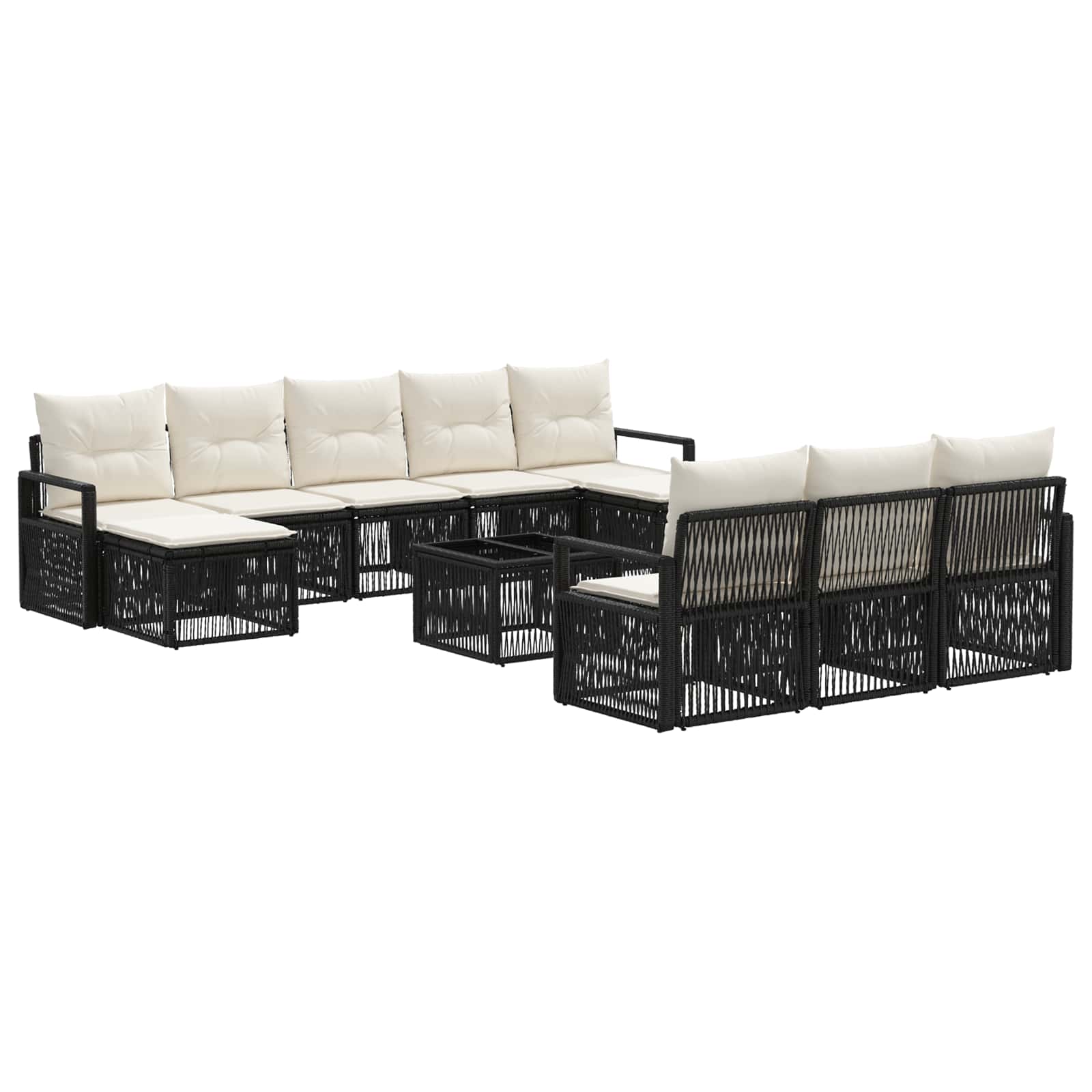 Ensemble de canapé de jardin 11 pcs Noir polyrotin - XIOS