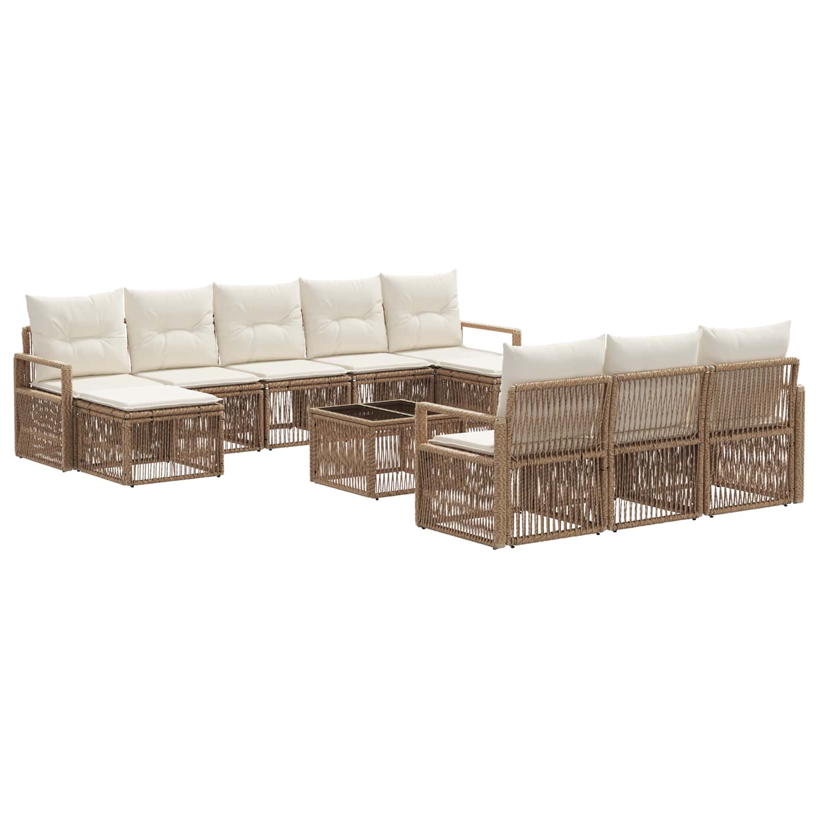 Ensemble de canapé de jardin 11 pcs Beige polyrotin - XIOS