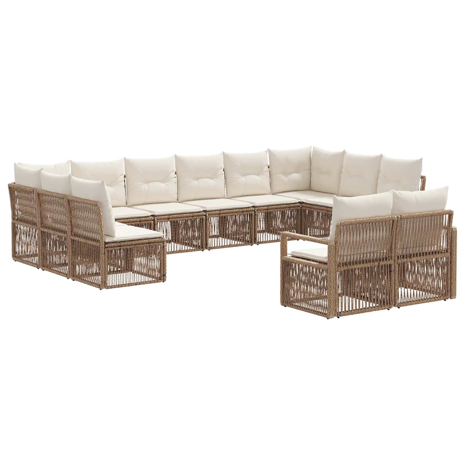 Ensemble de canapé de jardin 12 pcs Beige polyrotin - XIOS