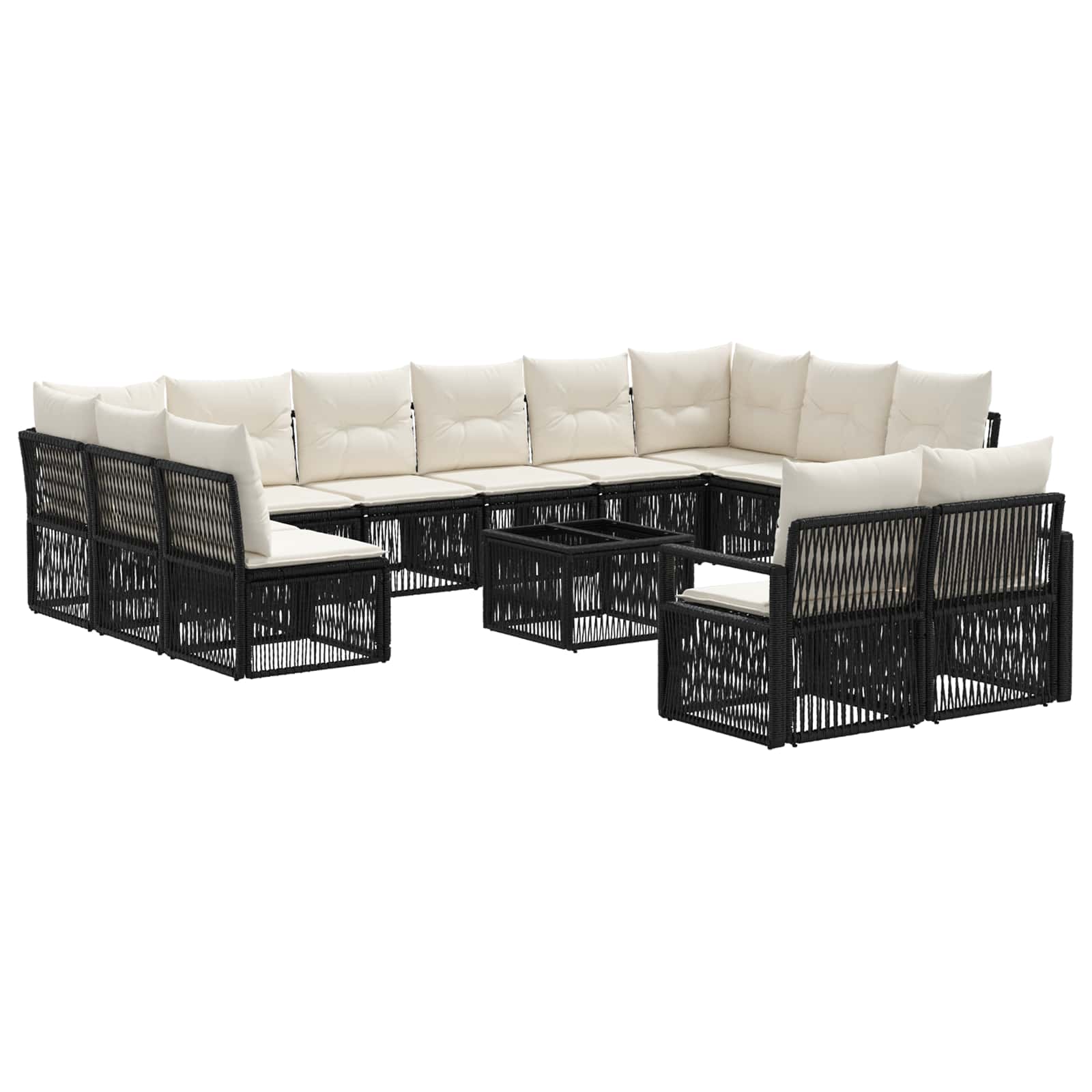 Ensemble de canapé de jardin 13 pcs Noir polyrotin - XIOS