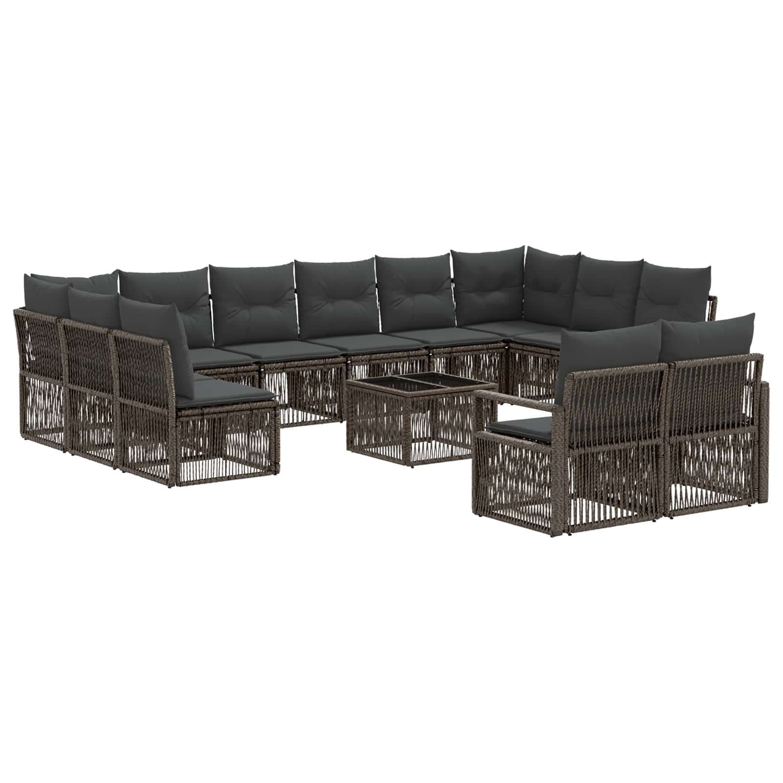 Ensemble de canapé de jardin 13 pcs Gris polyrotin - XIOS