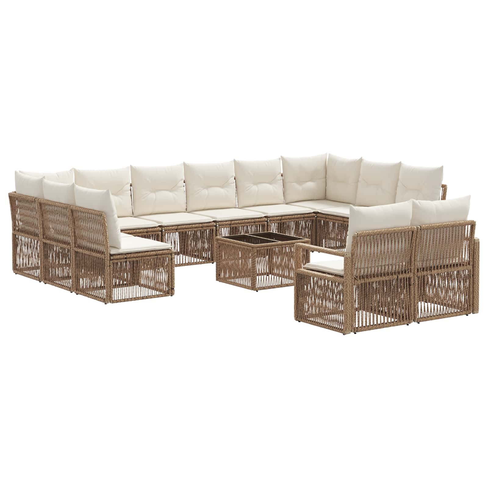 Ensemble de canapé de jardin 13 pcs Beige polyrotin - XIOS