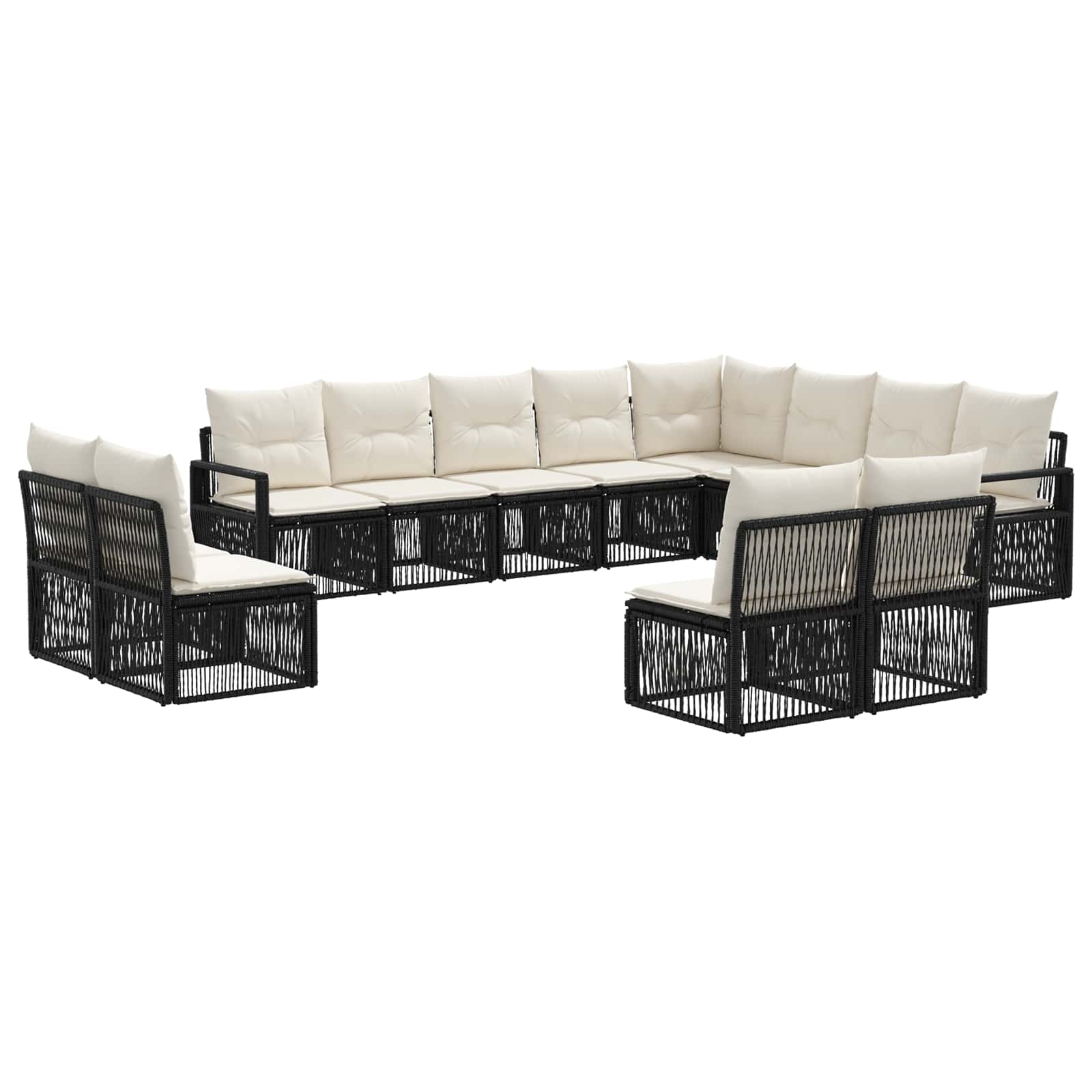 Ensemble de canapé de jardin 12 pcs Noir polyrotin - XIOS
