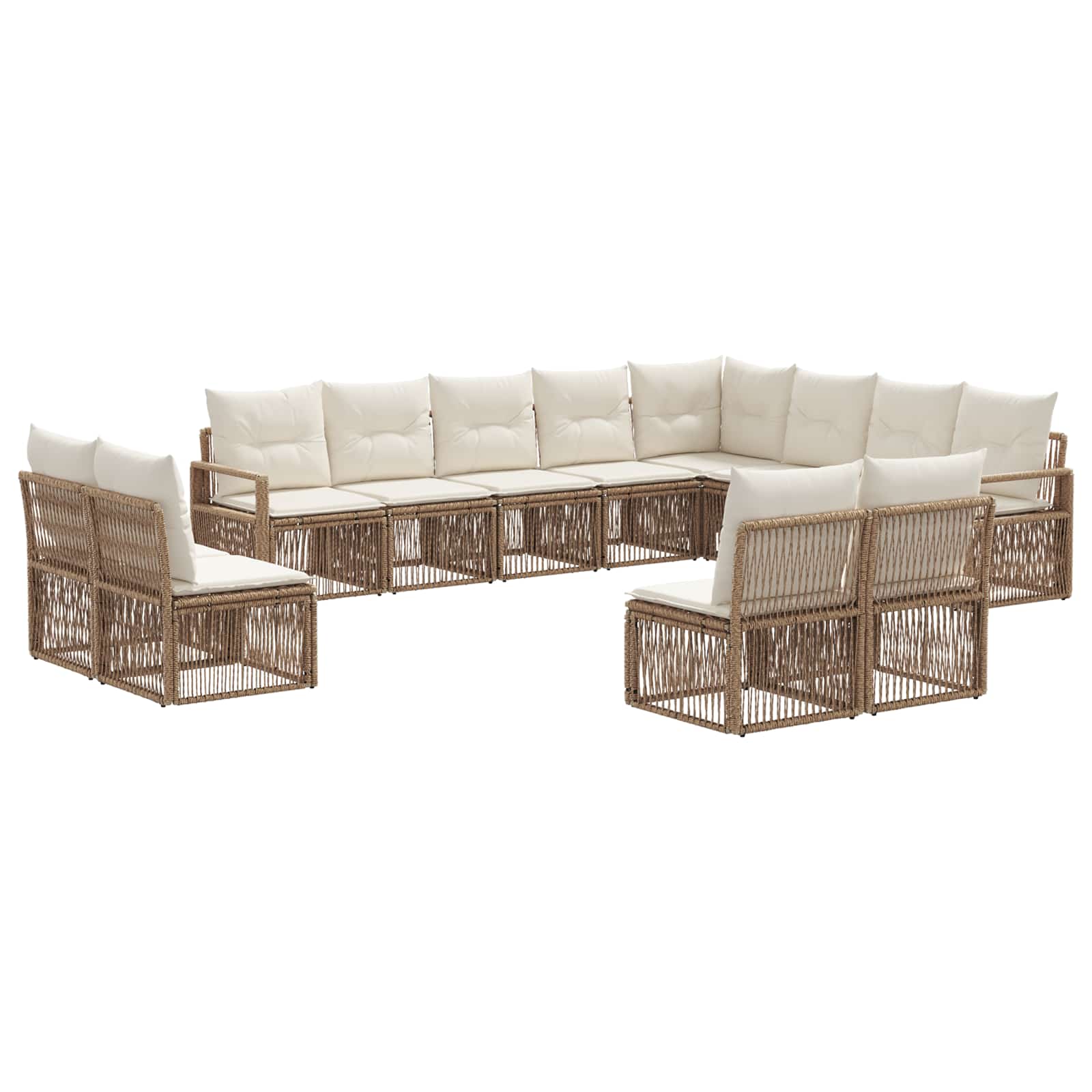 Ensemble de canapé de jardin 12 pcs Beige polyrotin - XIOS