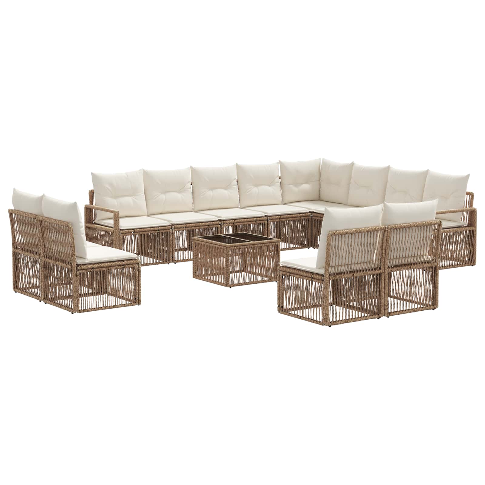 Ensemble de canapé de jardin 13 pcs Beige polyrotin - XIOS