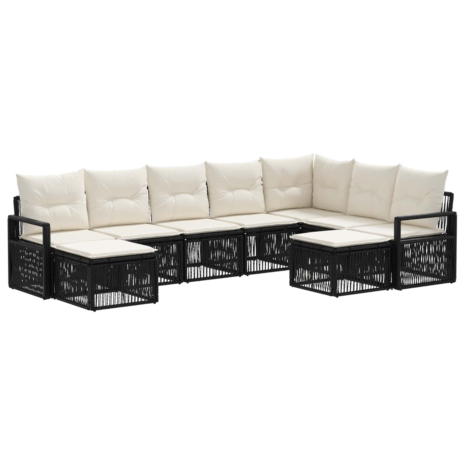 Ensemble de canapé de jardin 9 pcs Noir polyrotin - XIOS