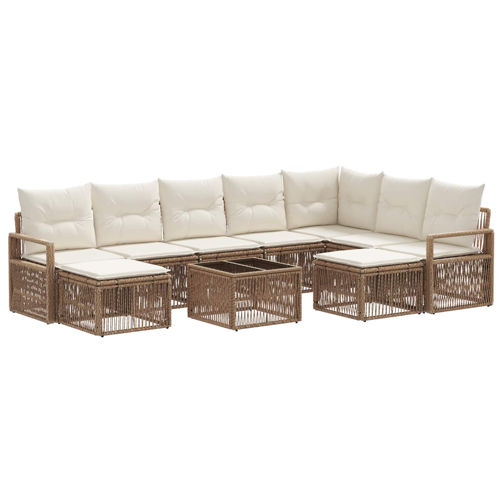 Ensemble de canapé de jardin 10 pcs Beige polyrotin - XIOS