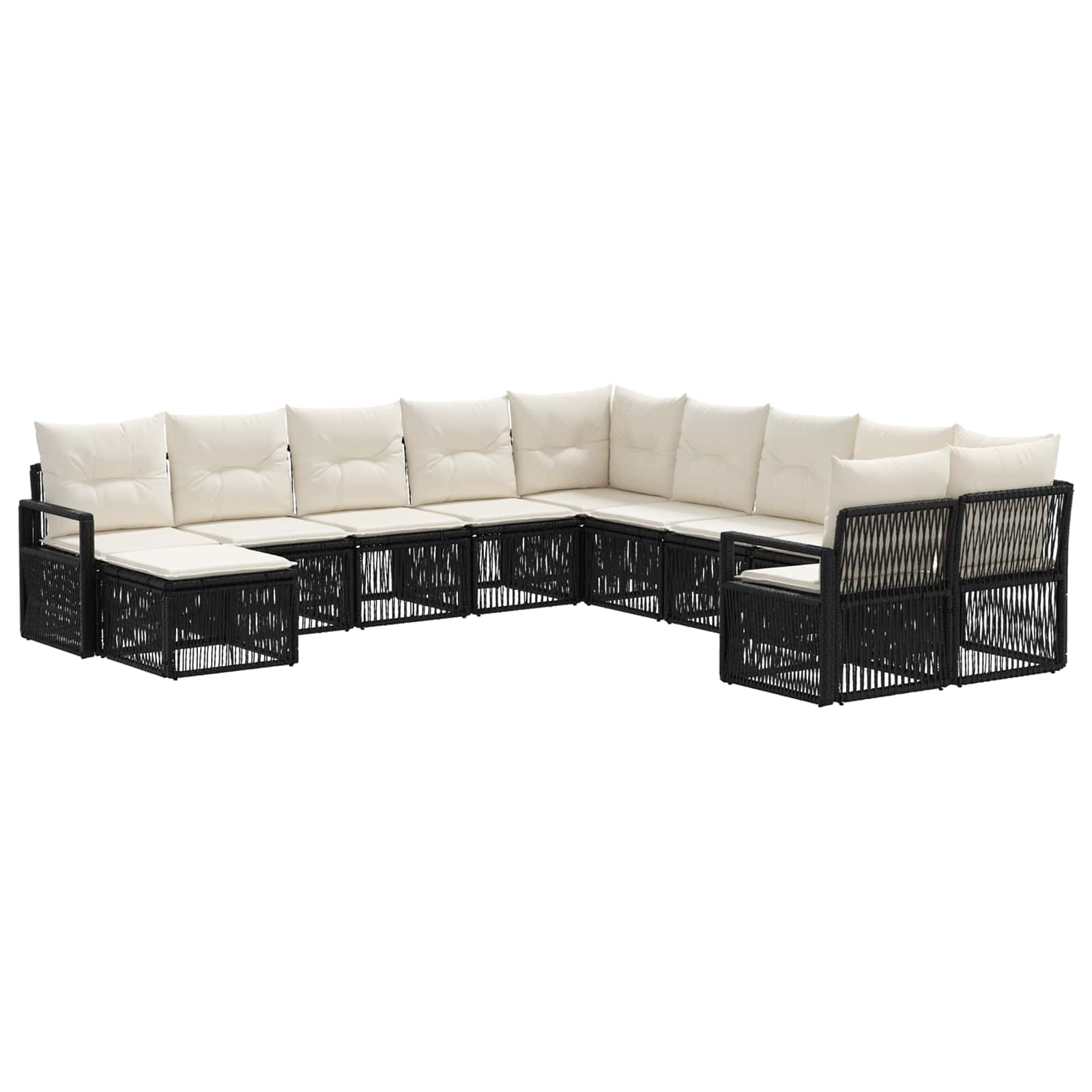 Ensemble de canapé de jardin 11 pcs Noir polyrotin - XIOS